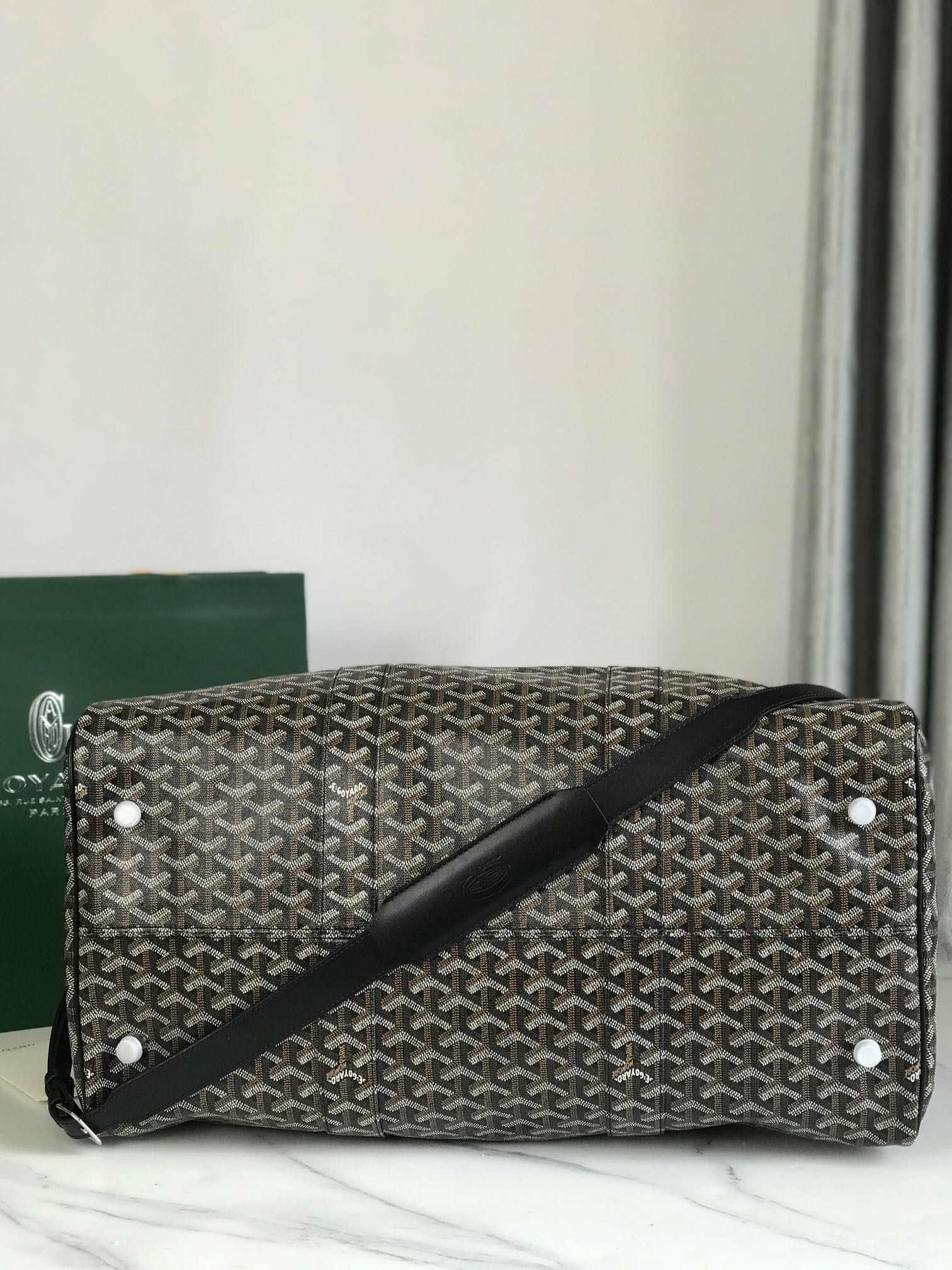 Goyard black Goyardine Coated Canvas Croisjour 55 Boston Bag