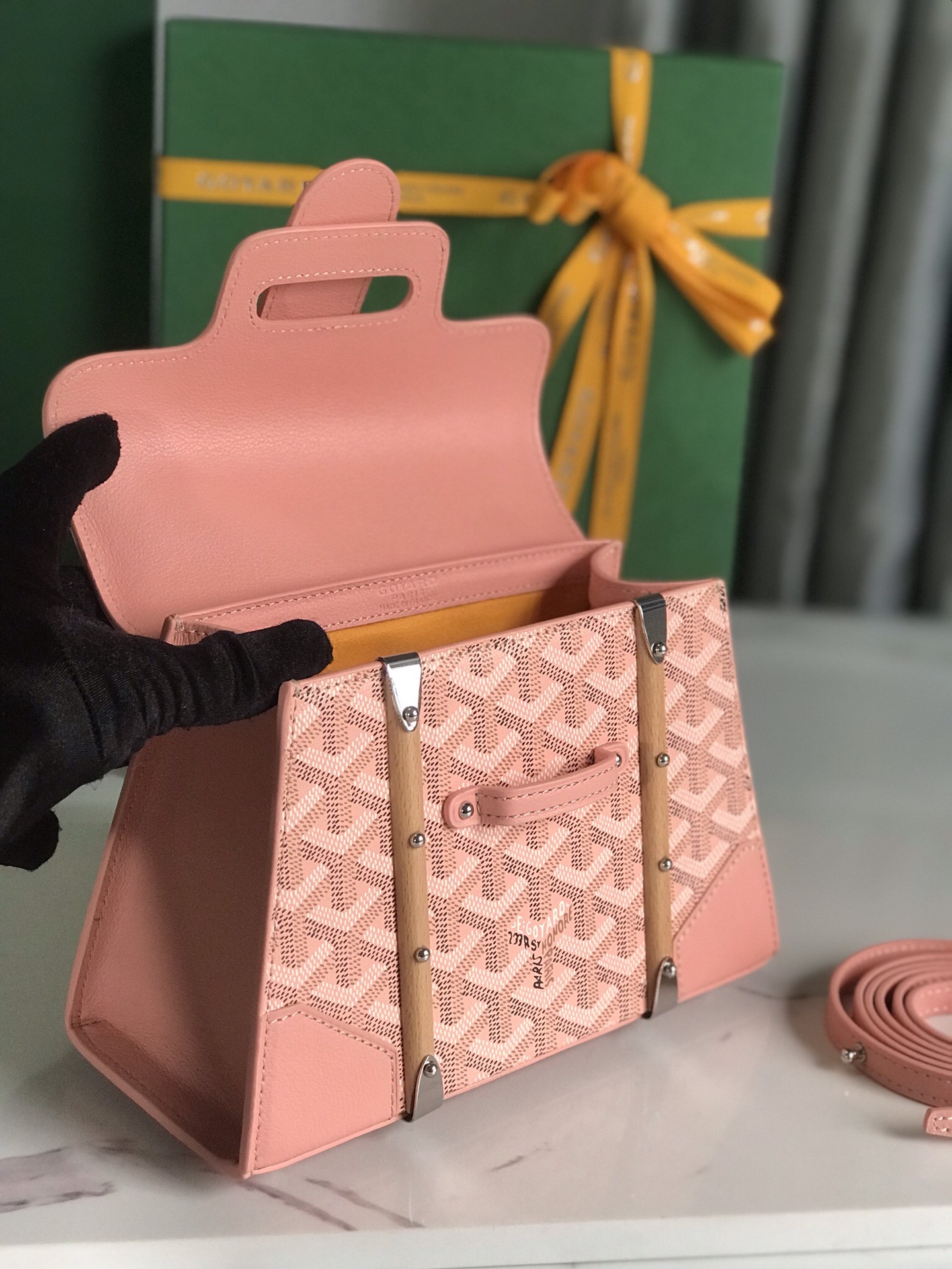 Goyard Saigon Structure Nano Bag Pink Goyardine Silver ...
