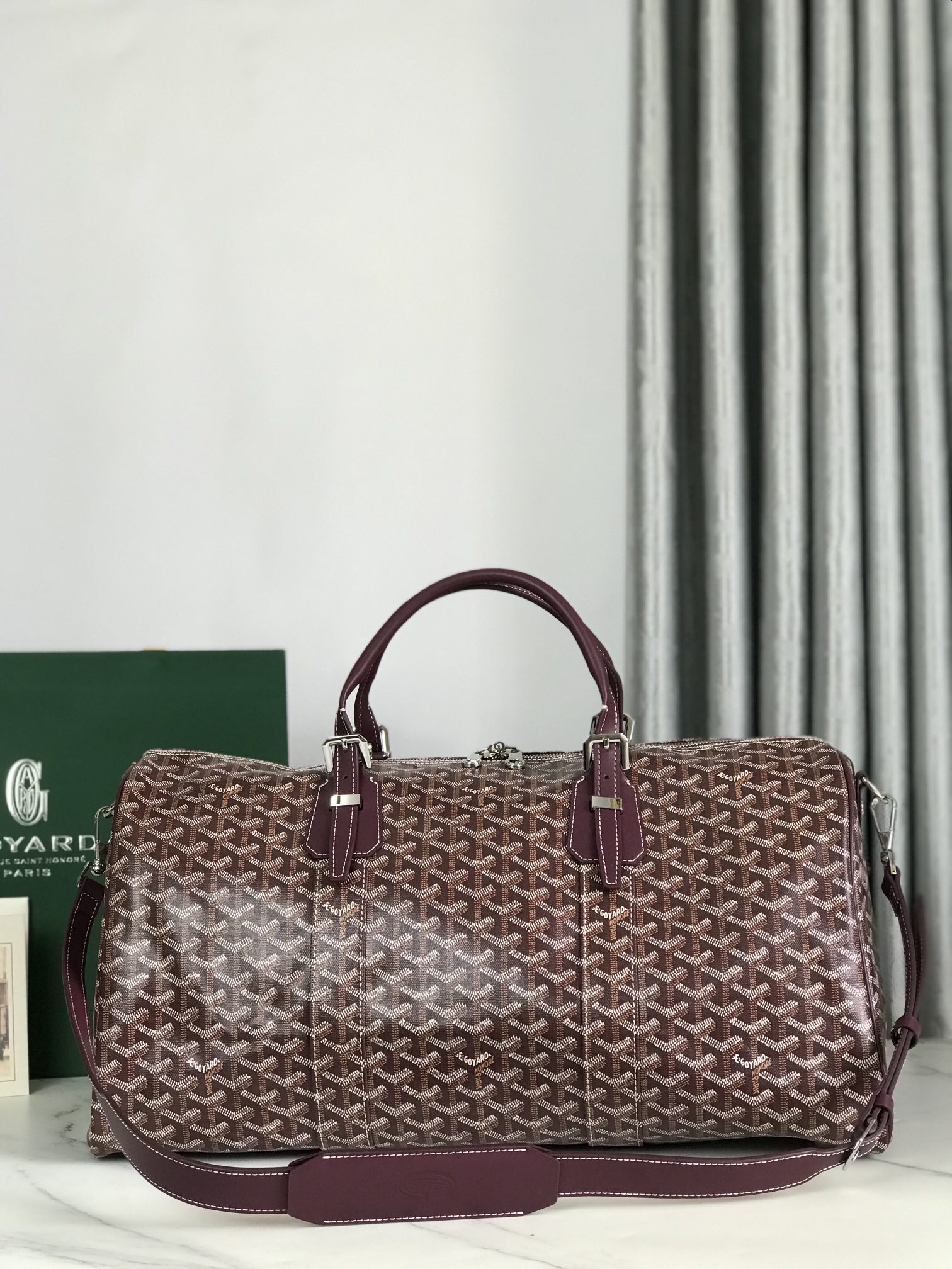 Goyard brown Goyardine Coated Canvas Croisjour 55 Boston Bag