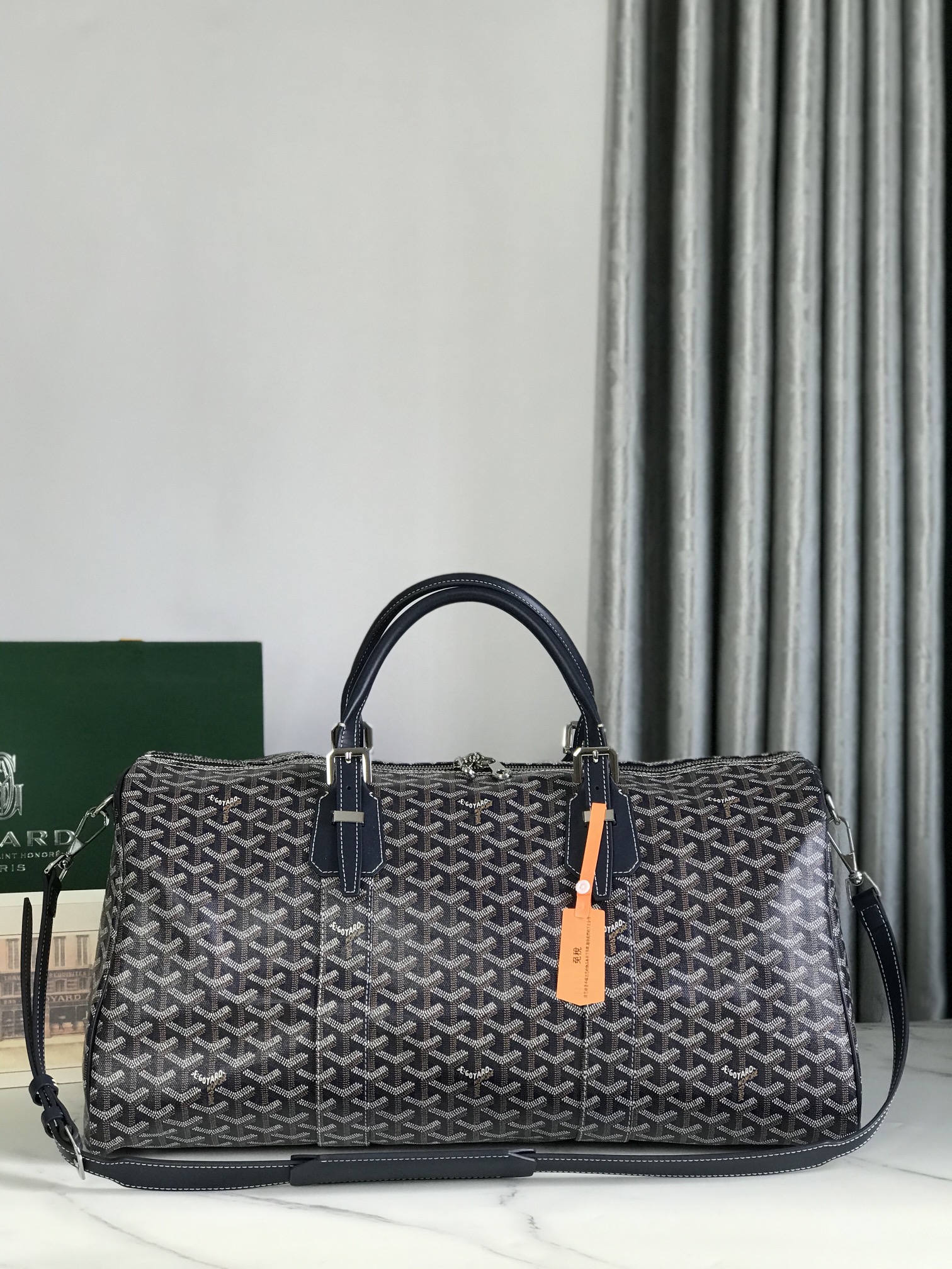 Goyard blackGoyardine Coated Canvas Croisjour 55 Boston Bag