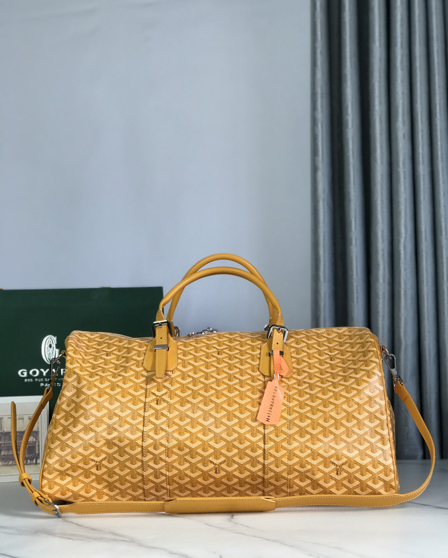 Goyard yellow Goyardine Coated Canvas Croisjour 55 Boston Bag