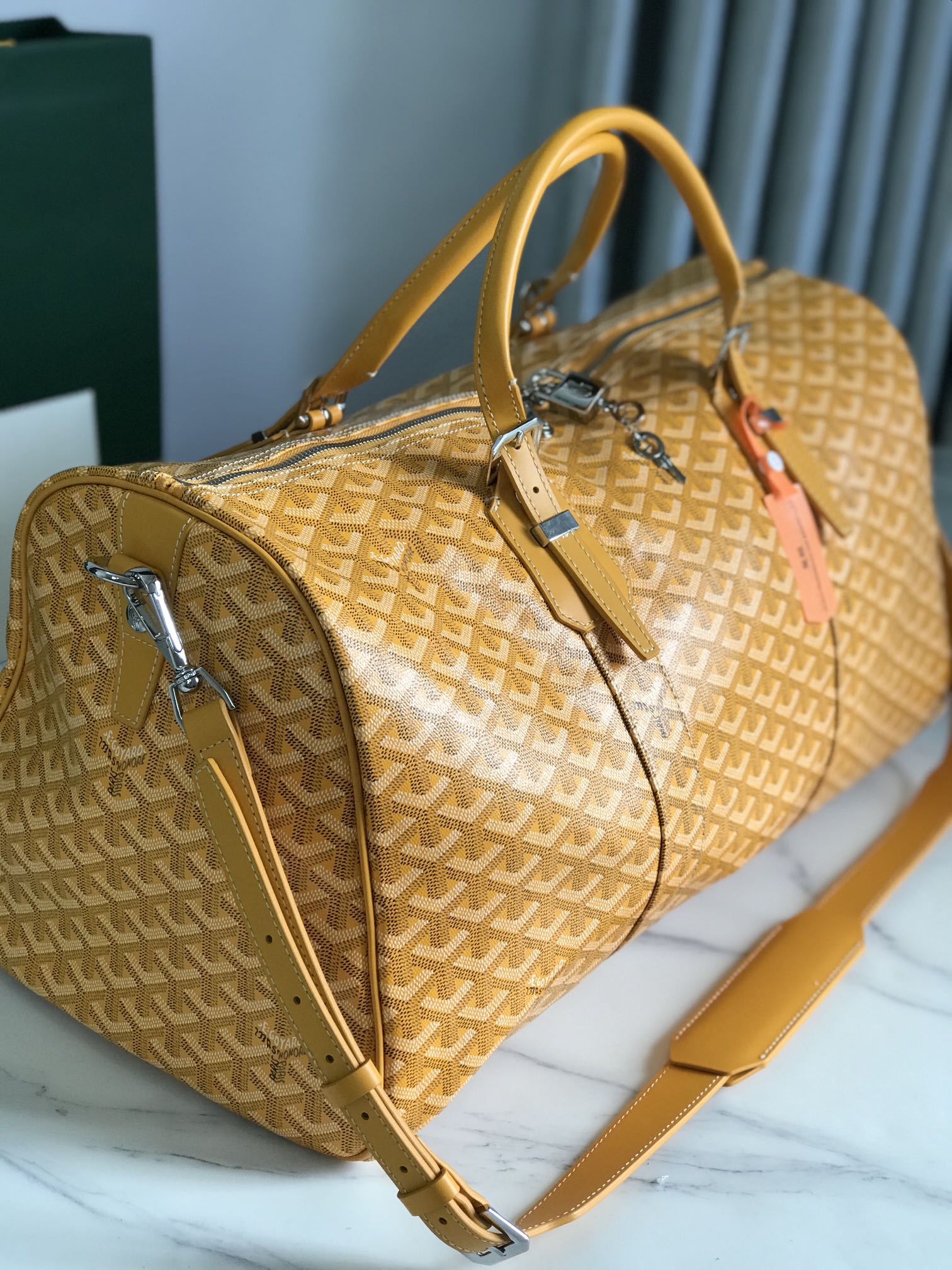 Goyard yellow Goyardine Coated Canvas Croisjour 55 Boston Bag