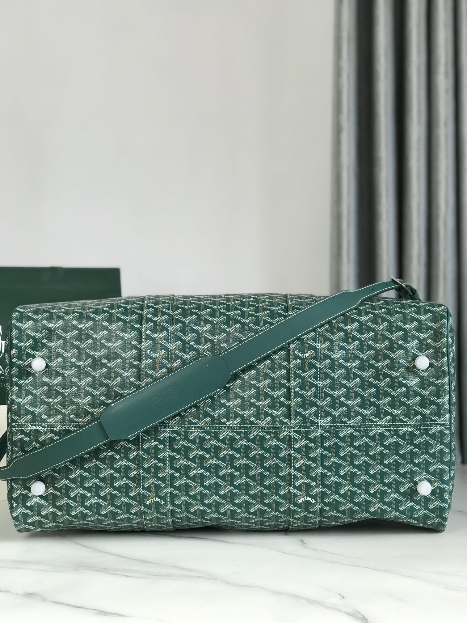 Goyard green Goyardine Coated Canvas Croisjour 55 Boston Bag