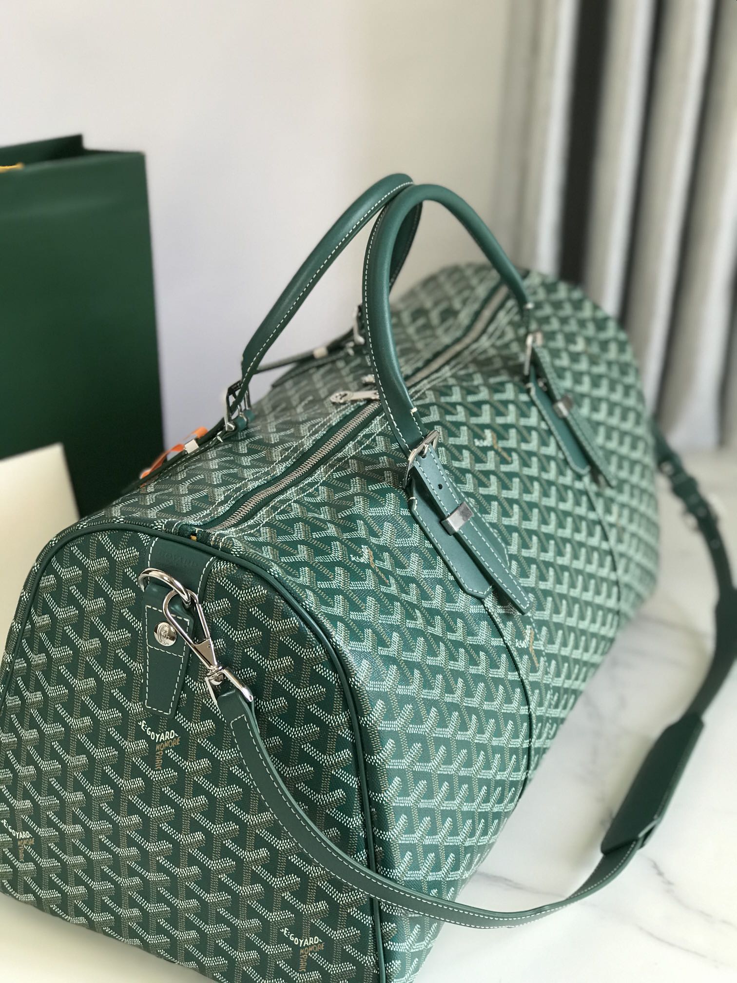 Goyard green Goyardine Coated Canvas Croisjour 55 Boston Bag