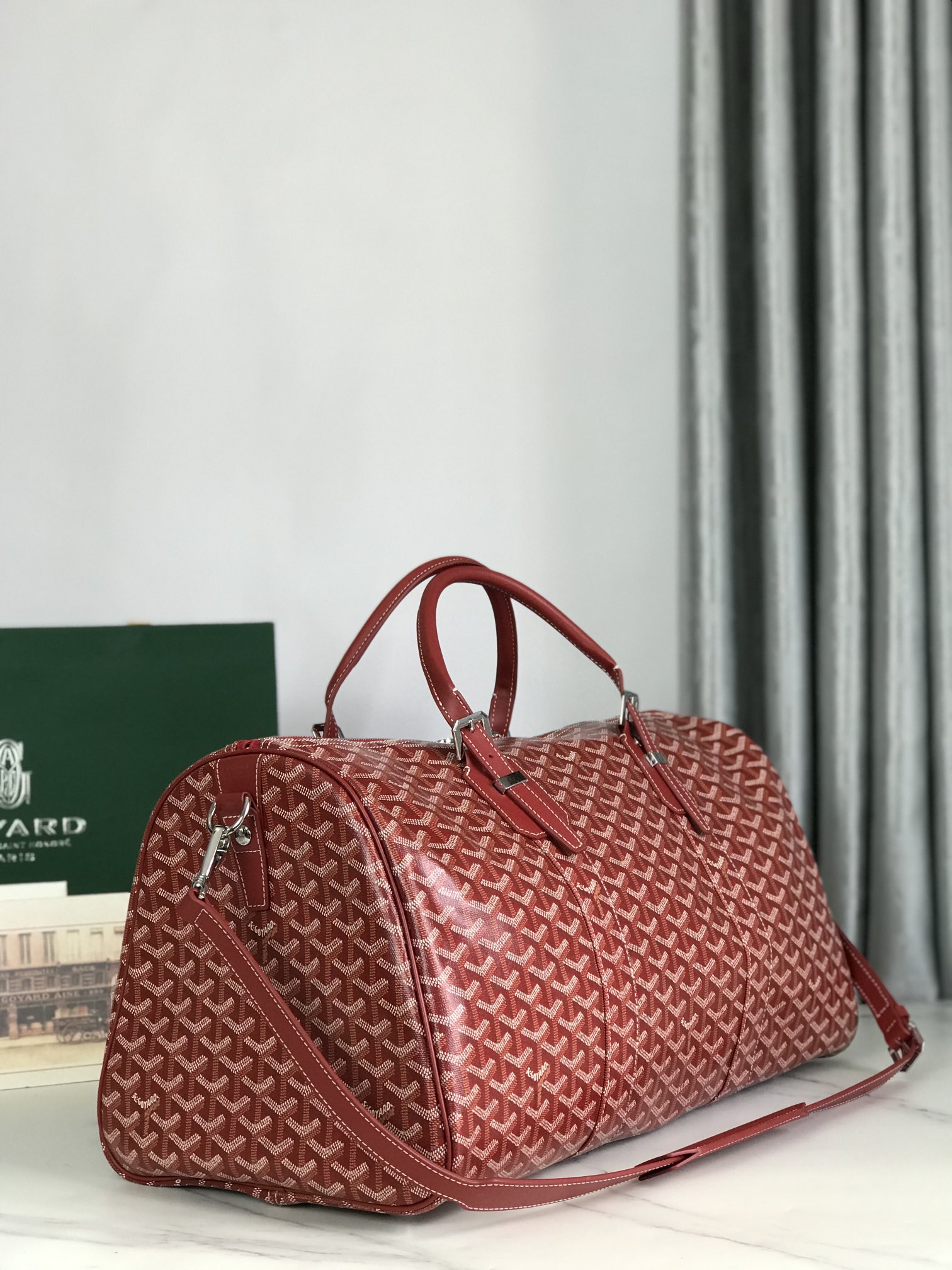 Goyard Red Goyardine Coated Canvas Croisjour 55 Boston Bag