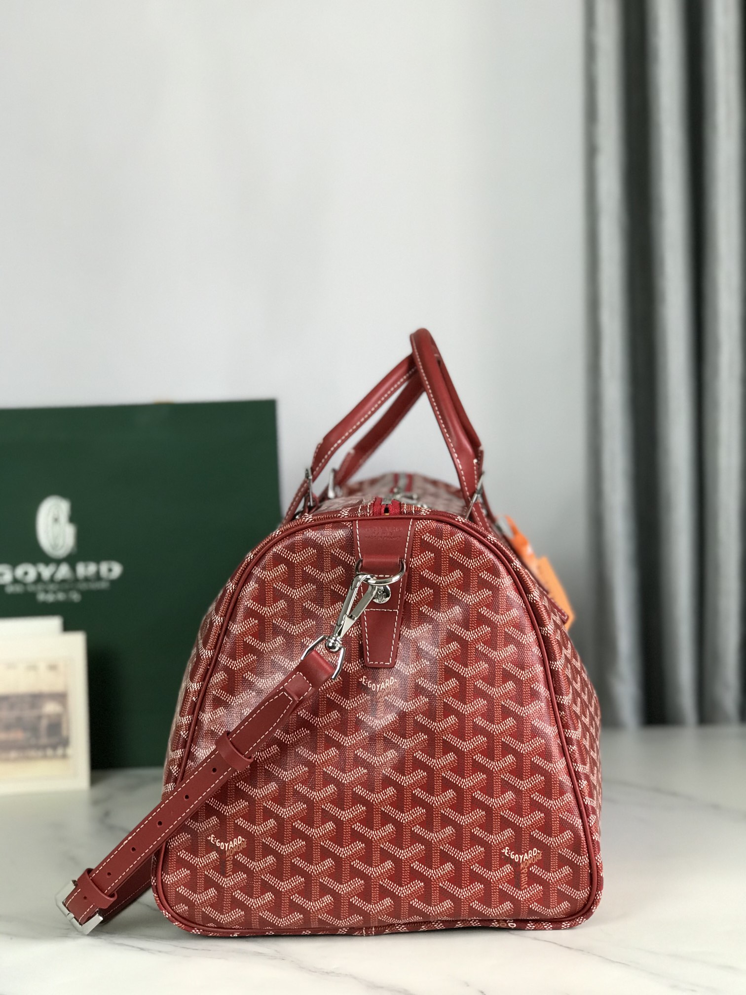 Goyard Red Goyardine Coated Canvas Croisjour 55 Boston Bag
