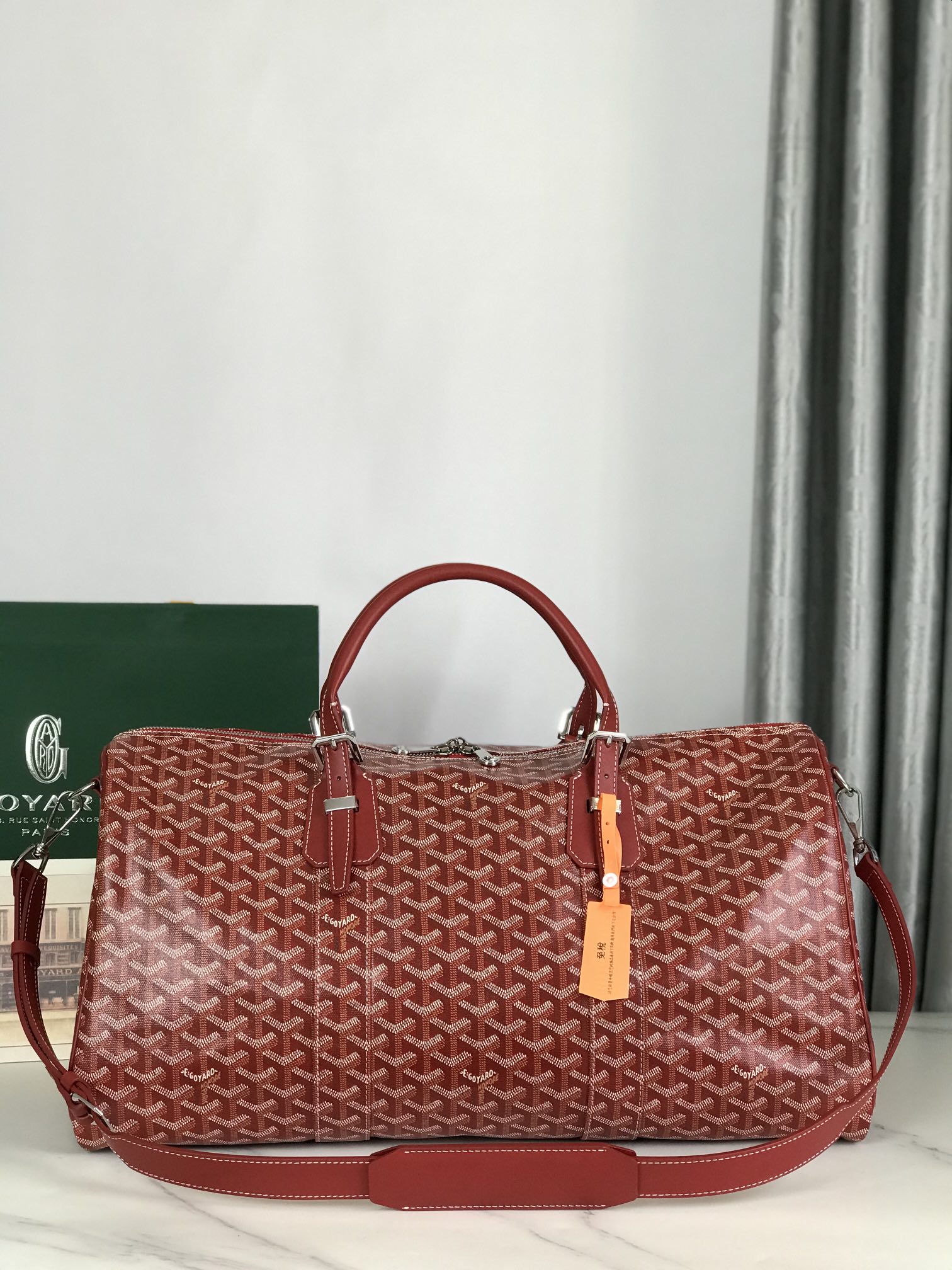 Goyard Red Goyardine Coated Canvas Croisjour 55 Boston Bag