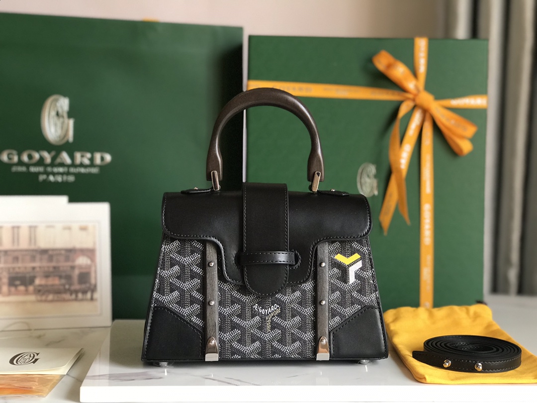 bag  Goyard Saigon Handbag Goyardine Wood Trim PM ‘Black’