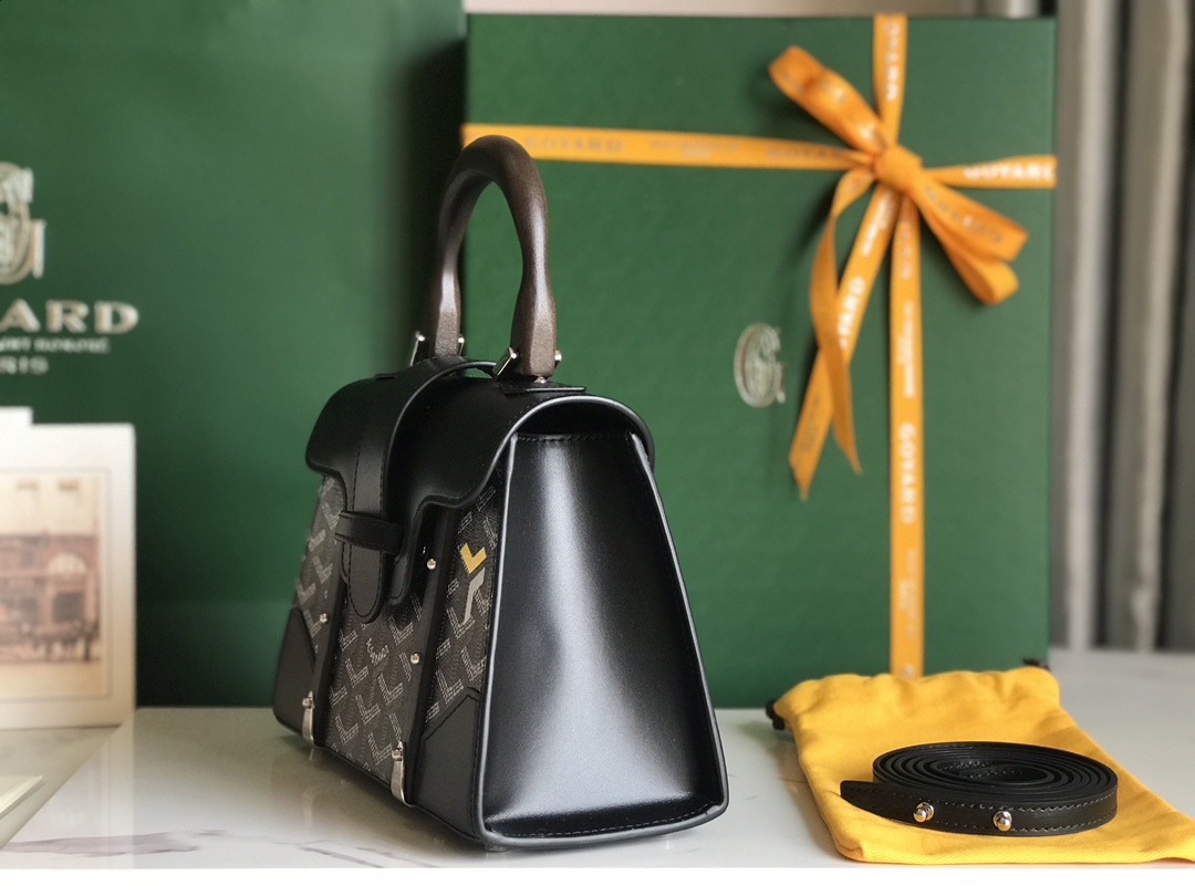 bag  Goyard Saigon Handbag Goyardine Wood Trim PM 'Black'