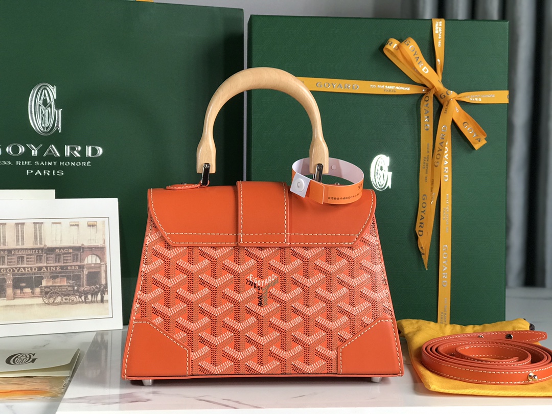 Goyard Orange Coated Canvas and Leather PM Saigon Top