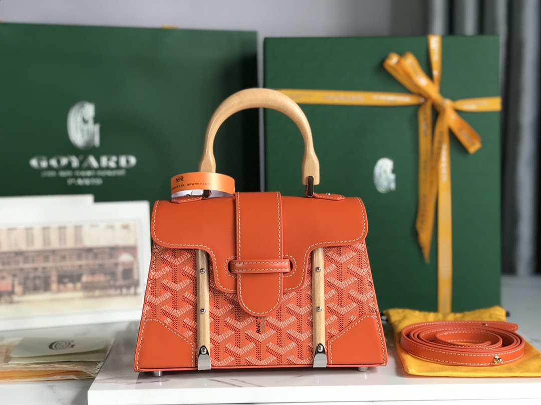 Goyard Orange Coated Canvas and Leather PM Saigon Top