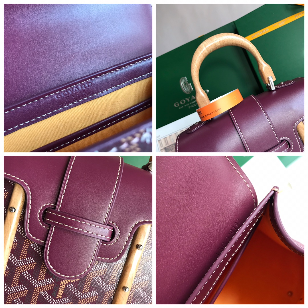 Saïgon leather handbag Goyard Burgundy in Leather