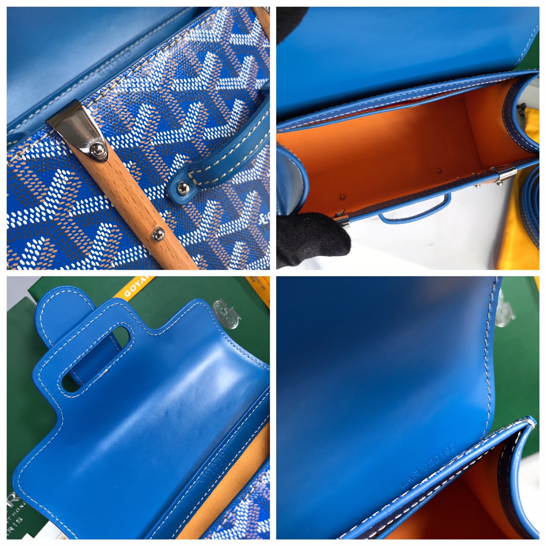 Goyard Blue Coated Canvas and Leather Saigon Top Handle Bag
