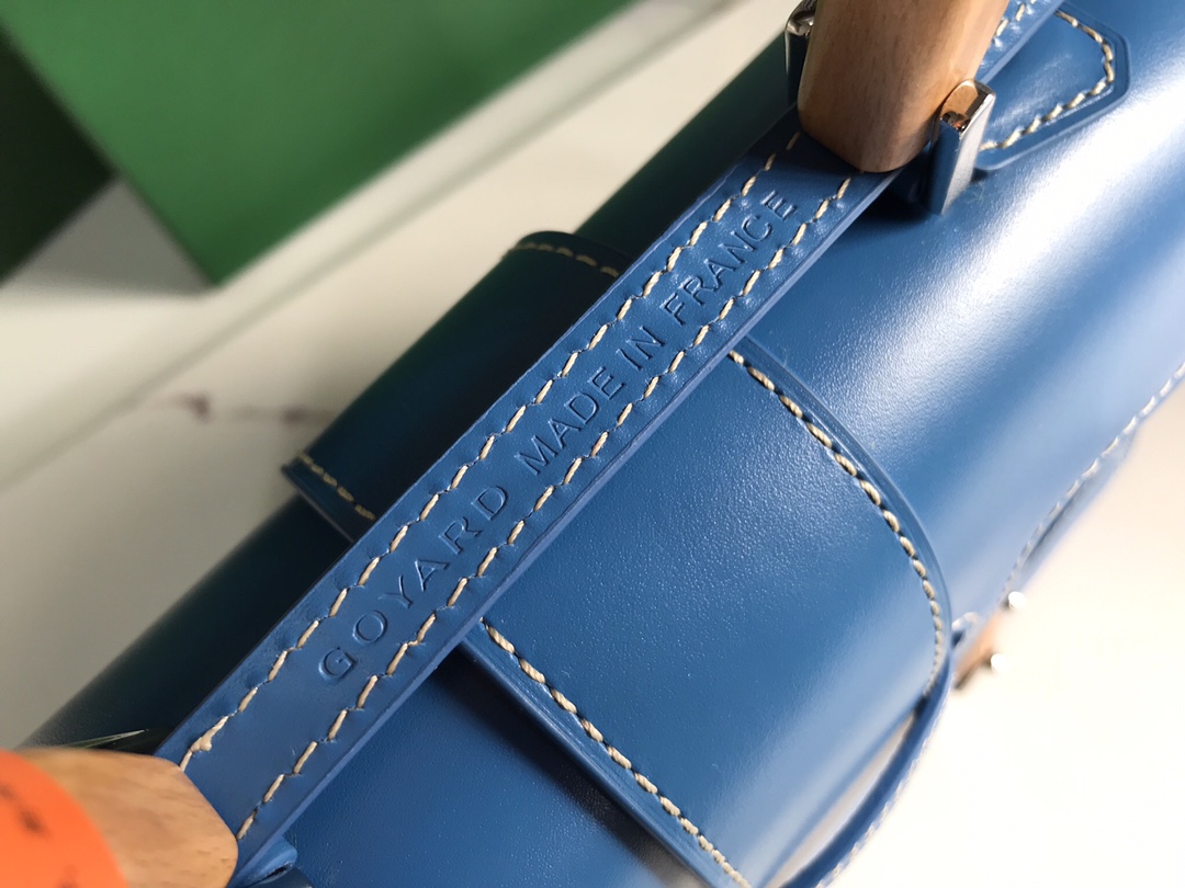 Goyard Blue Coated Canvas and Leather Saigon Top Handle Bag