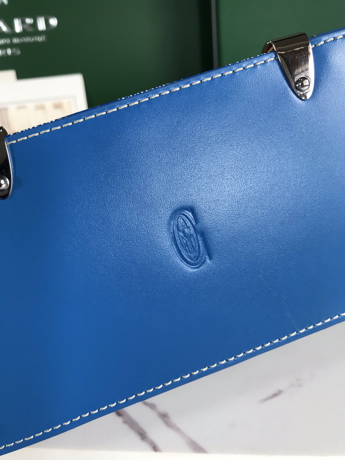 Goyard Blue Coated Canvas and Leather Saigon Top Handle Bag