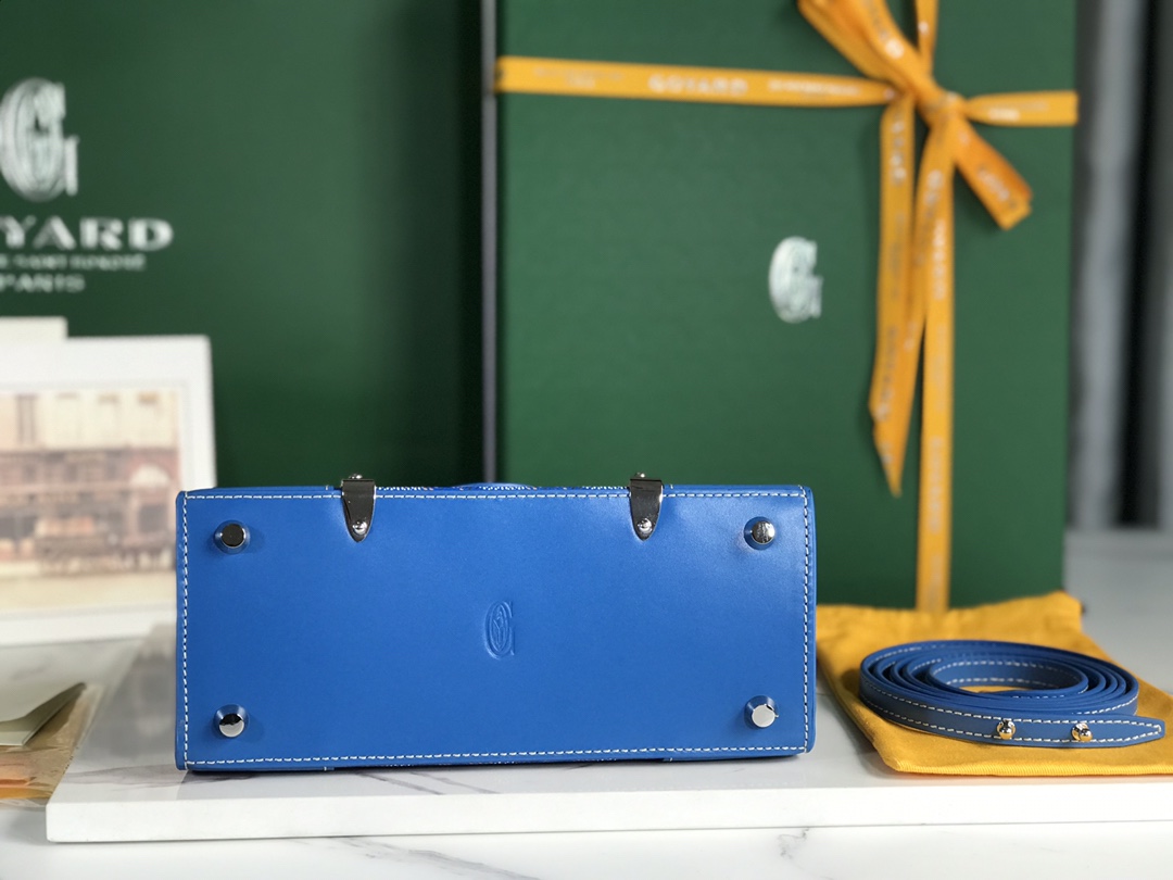 Goyard Blue Coated Canvas and Leather Saigon Top Handle Bag