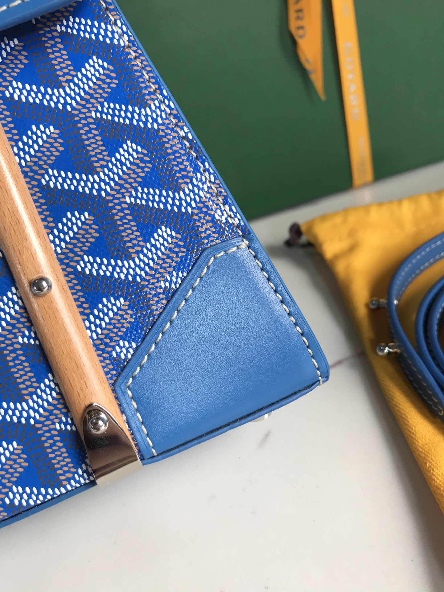 Goyard Blue Coated Canvas and Leather Saigon Top Handle Bag
