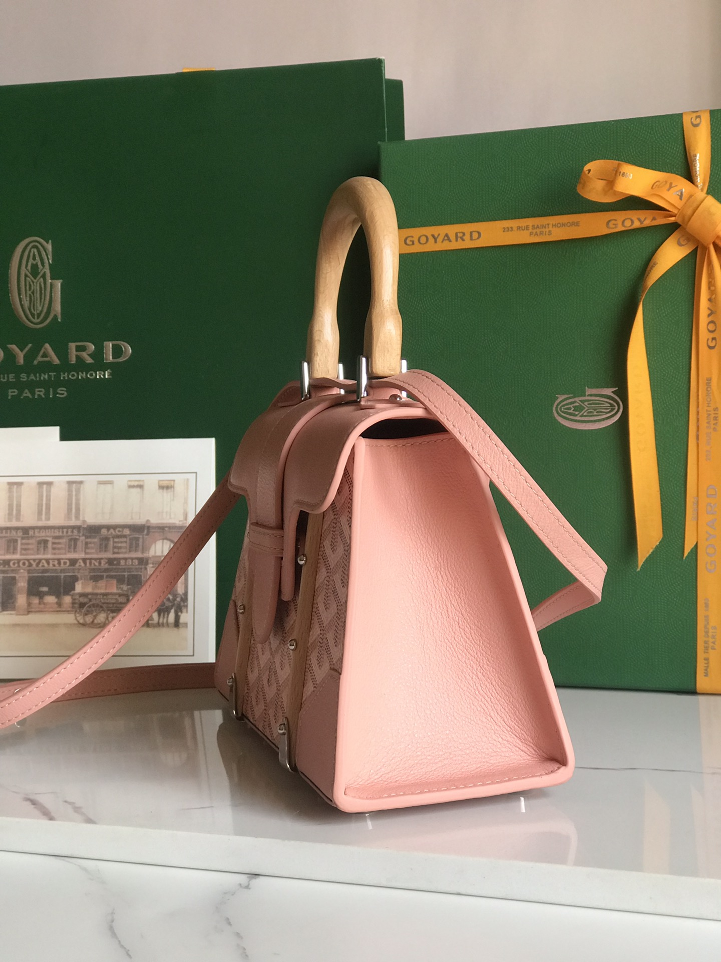 Goyard Saigon Structure Nano Bag Pink Goyardine Silver ...