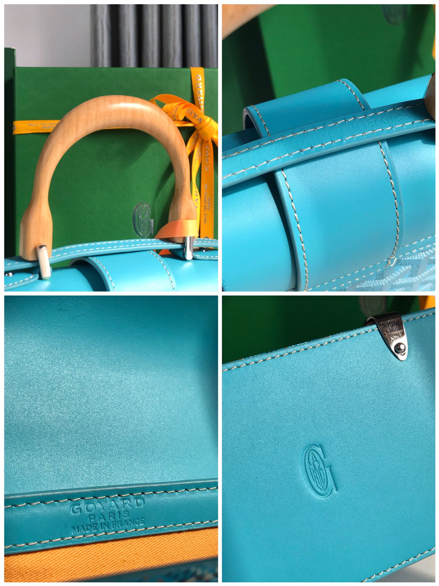Saigon Top Handle Bag Coated Canvas with Leather PM sky blue