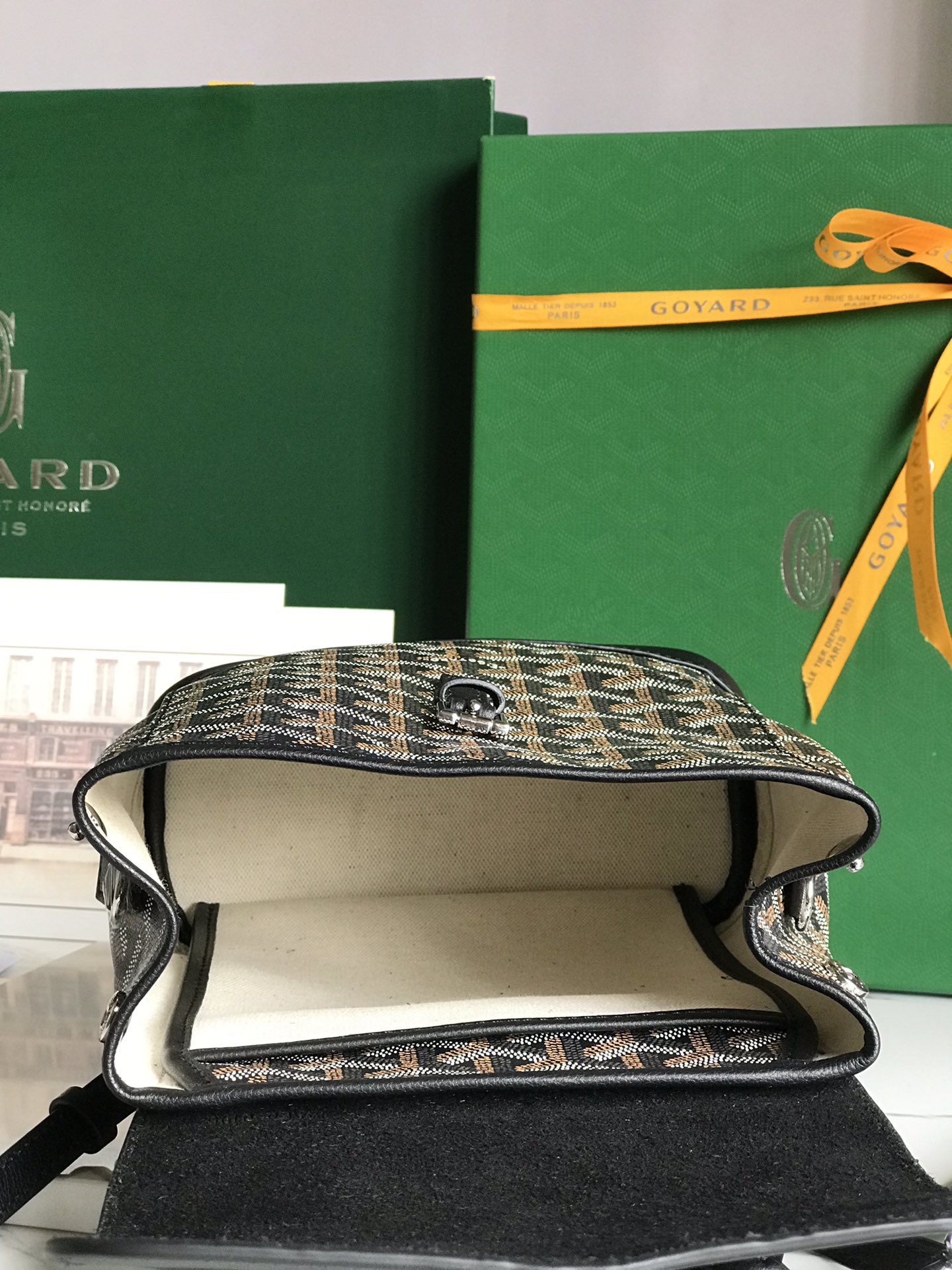 Goyard Alpin Mini 3WAY Leather Canvas Handbag Shoulder Bag black