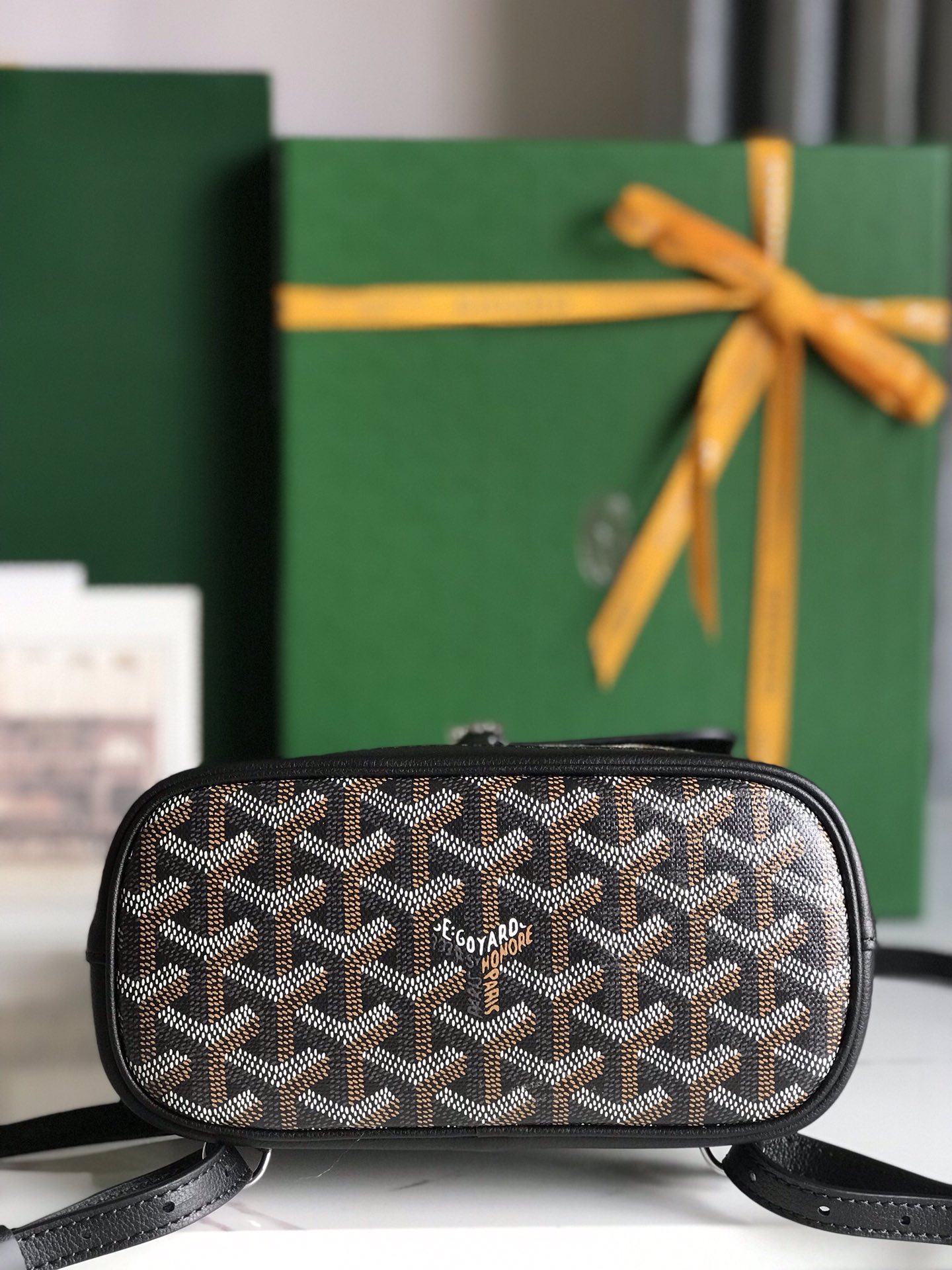 Goyard Alpin Mini 3WAY Leather Canvas Handbag Shoulder Bag black