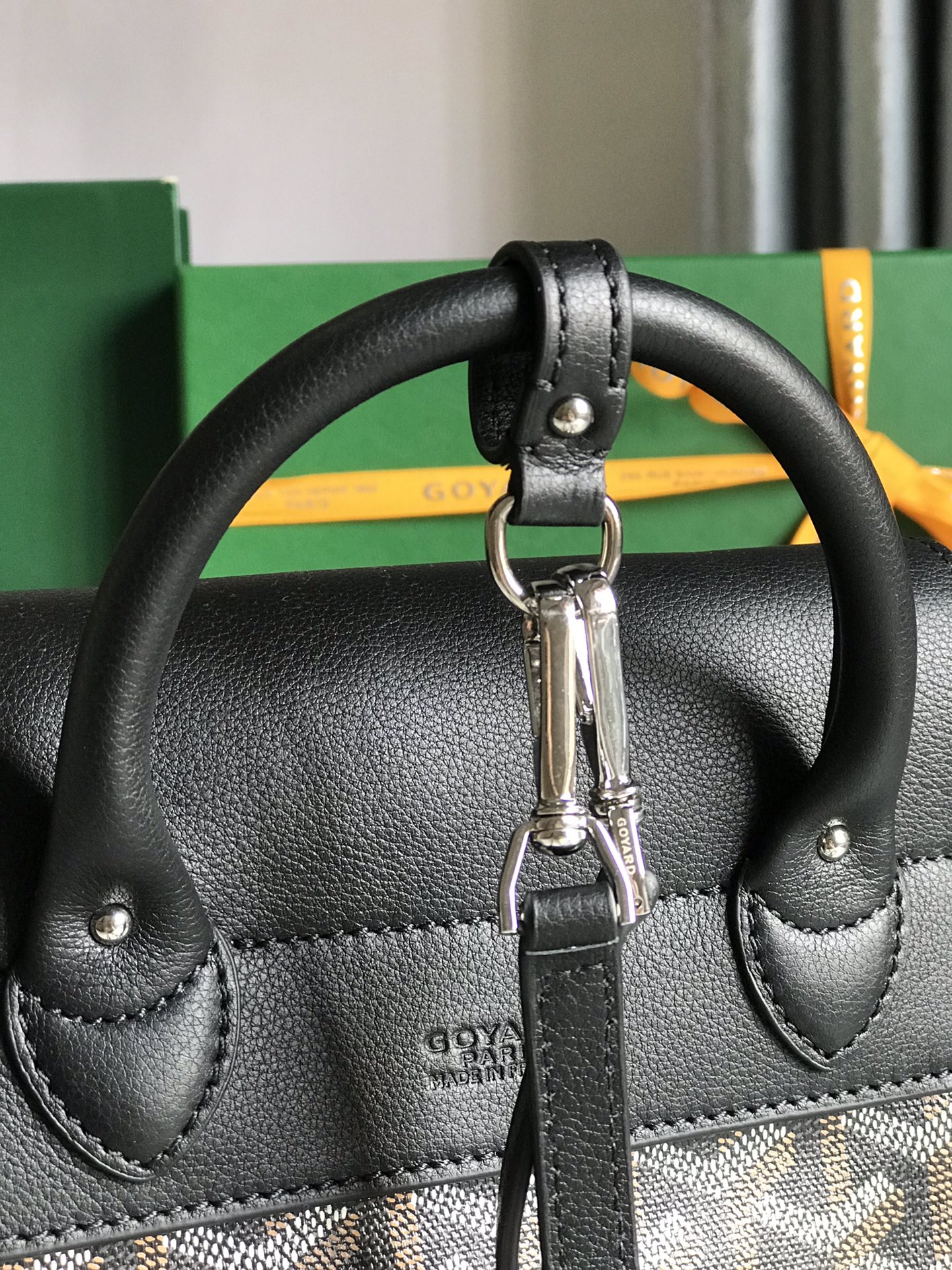 Goyard Alpin Mini 3WAY Leather Canvas Handbag Shoulder Bag black