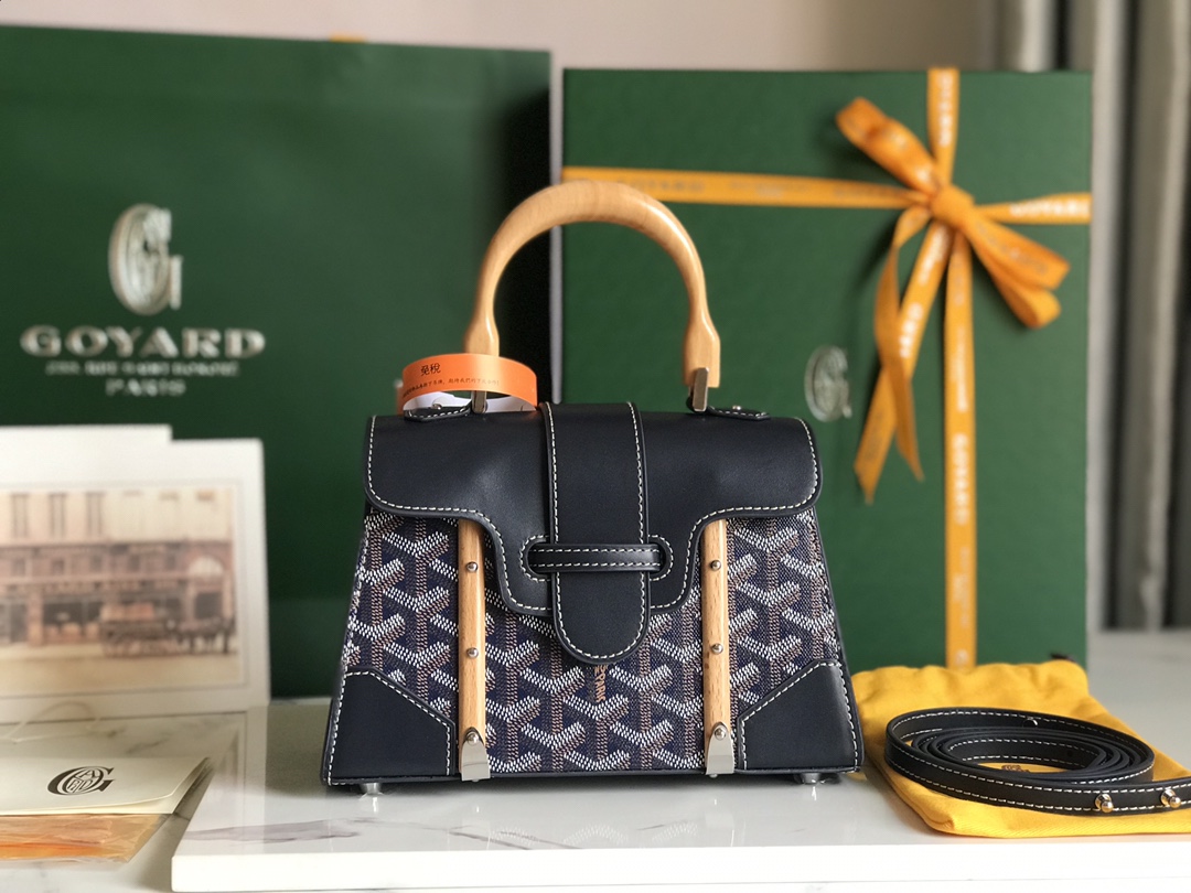 Goyard Women’s BAG Saïgon PM in Toile Goyardine &bag navy blue
