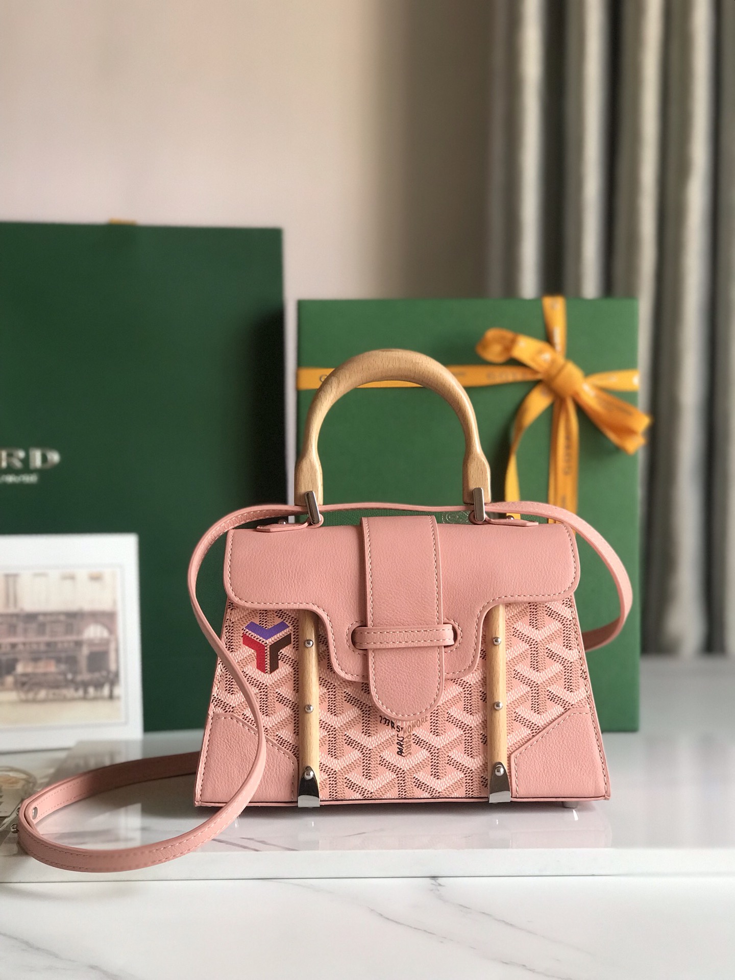 Goyard Women’s BAG Saïgon PM in Toile Goyardine & bang pink