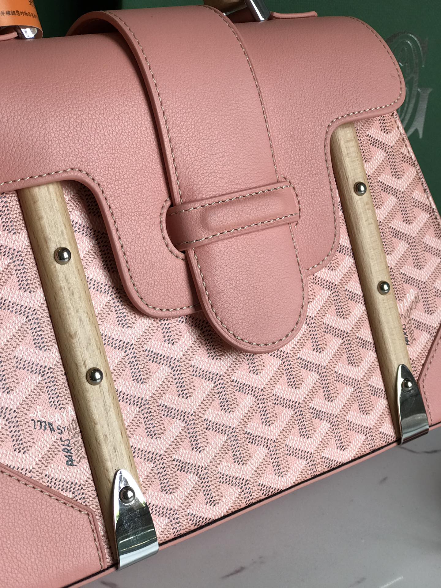 Goyard Saigon Structure Nano Bag Pink Goyardine Silver ...