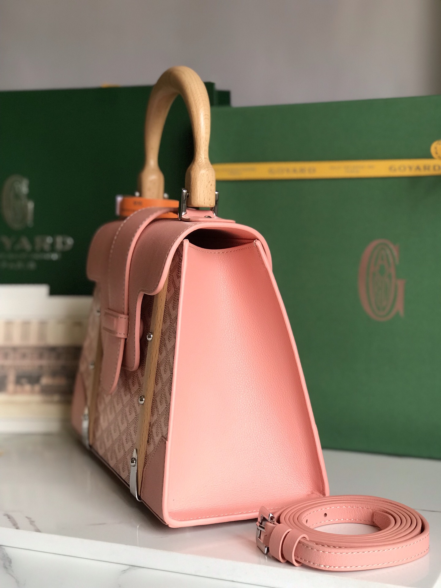 Goyard Saigon Structure Nano Bag Pink Goyardine Silver ...