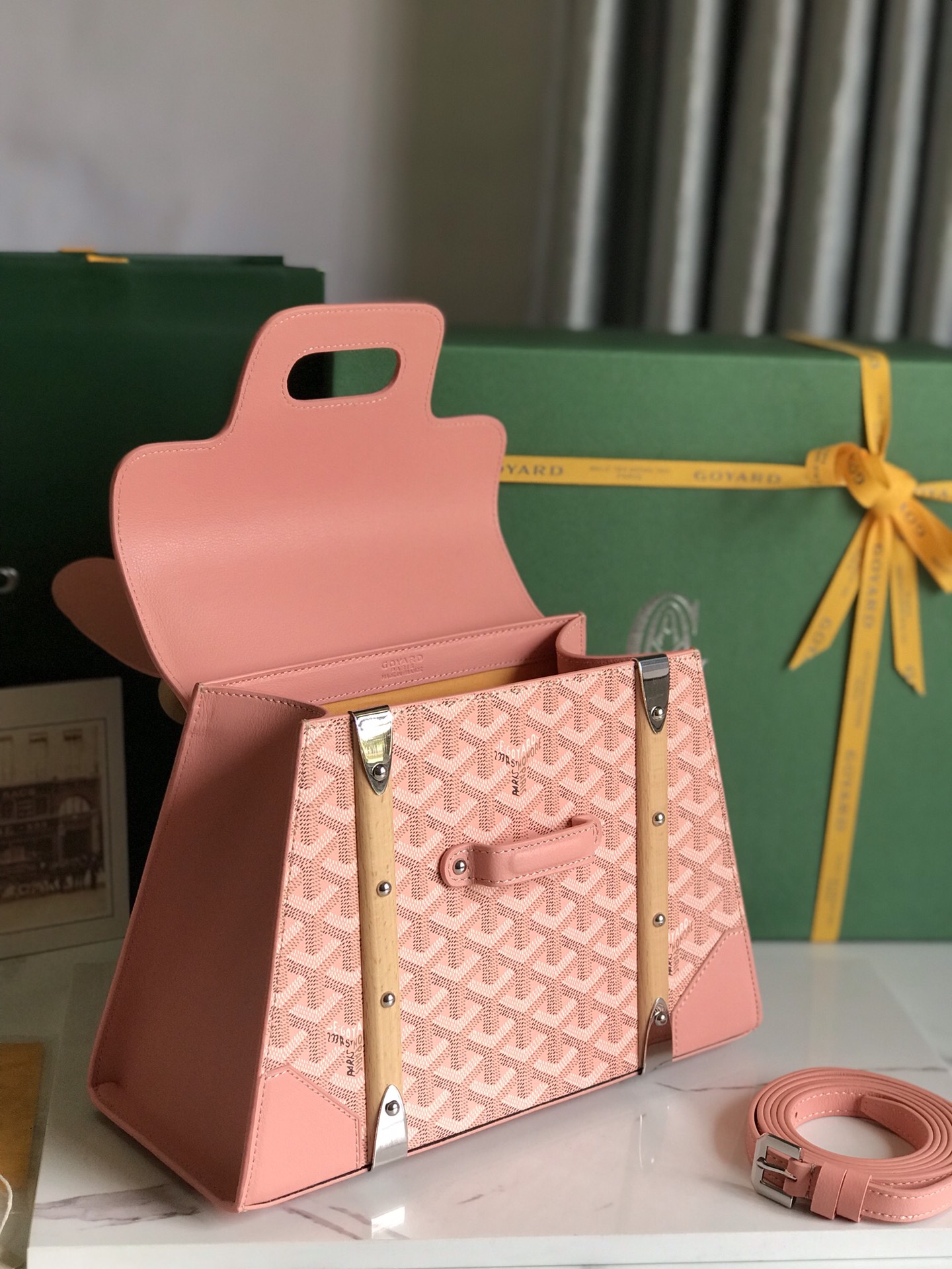 Goyard Saigon Structure Nano Bag Pink Goyardine Silver ...