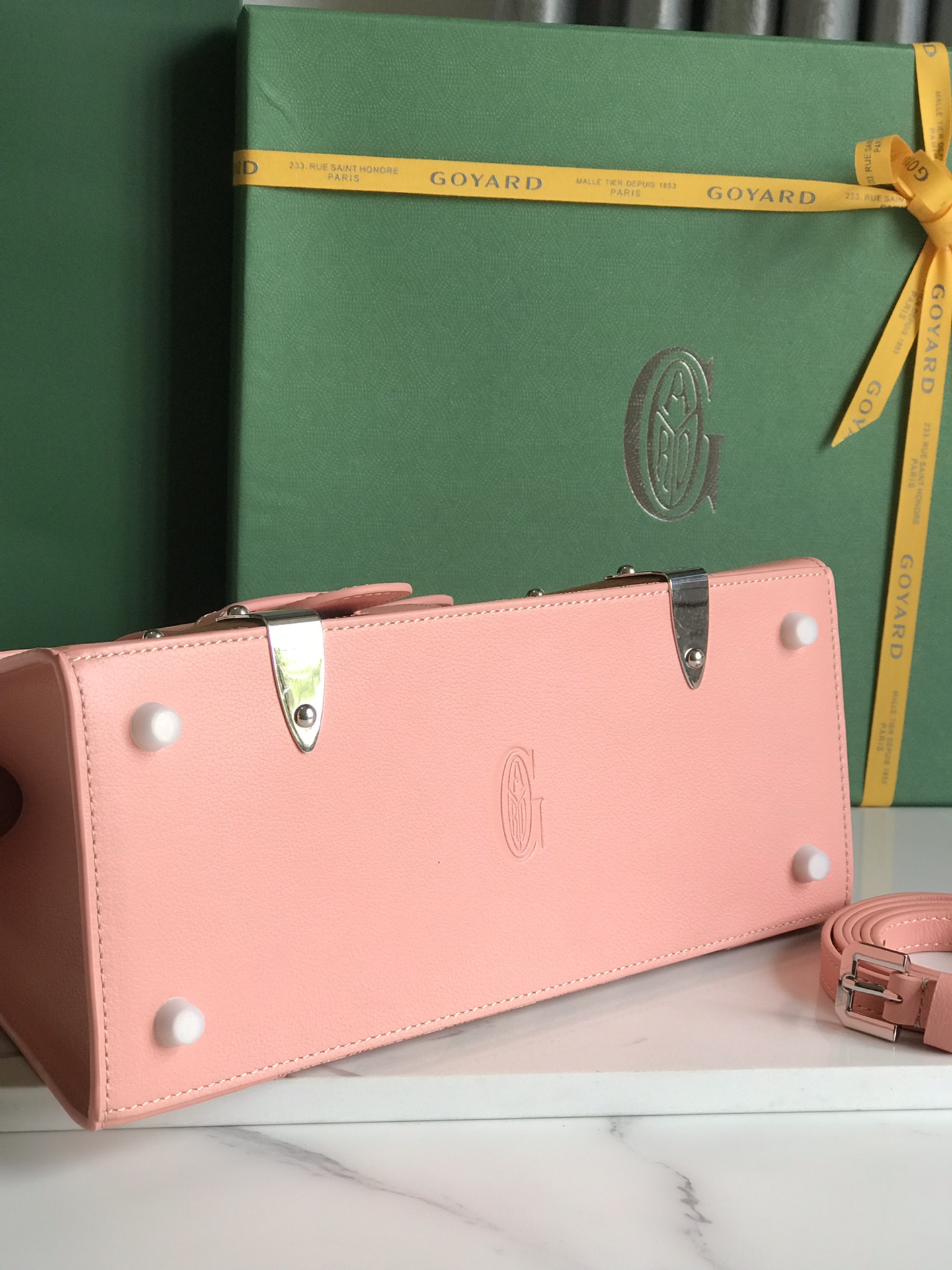 Goyard Saigon Structure Nano Bag Pink Goyardine Silver ...