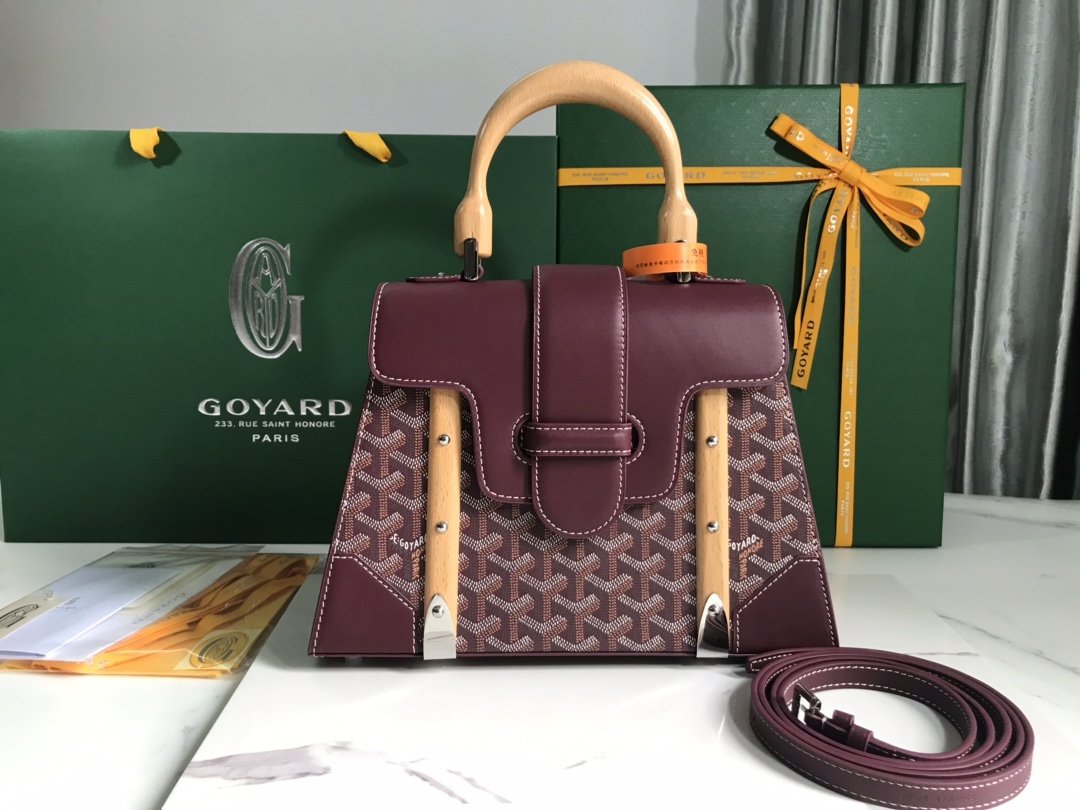 Goyard Burgundy Goyardine Coated Canvas And Leather