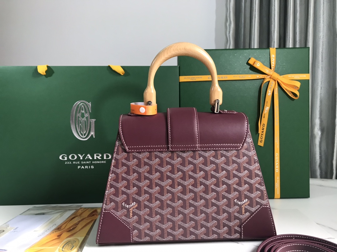 Goyard Burgundy Goyardine Coated Canvas And Leather