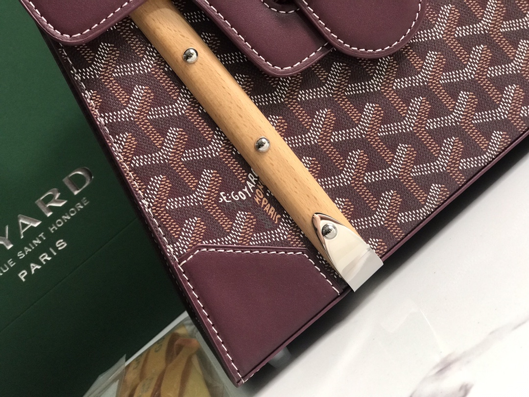Goyard Burgundy Goyardine Coated Canvas And Leather