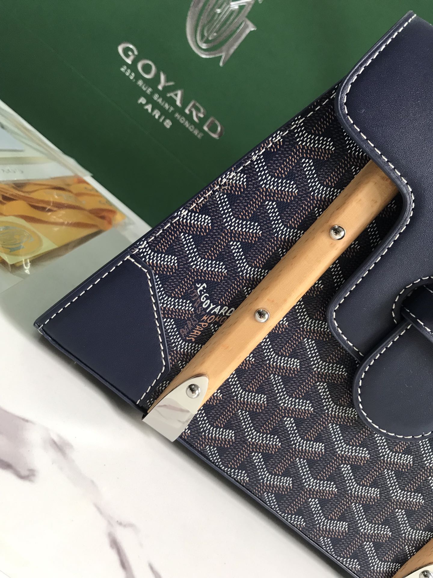 Goyard Saigon PM 2way Hand Shoulder Bag Beige Navy blue