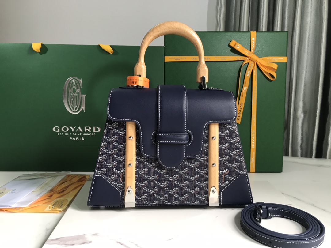 Goyard Saigon PM 2way Hand Shoulder Bag Beige Navy blue