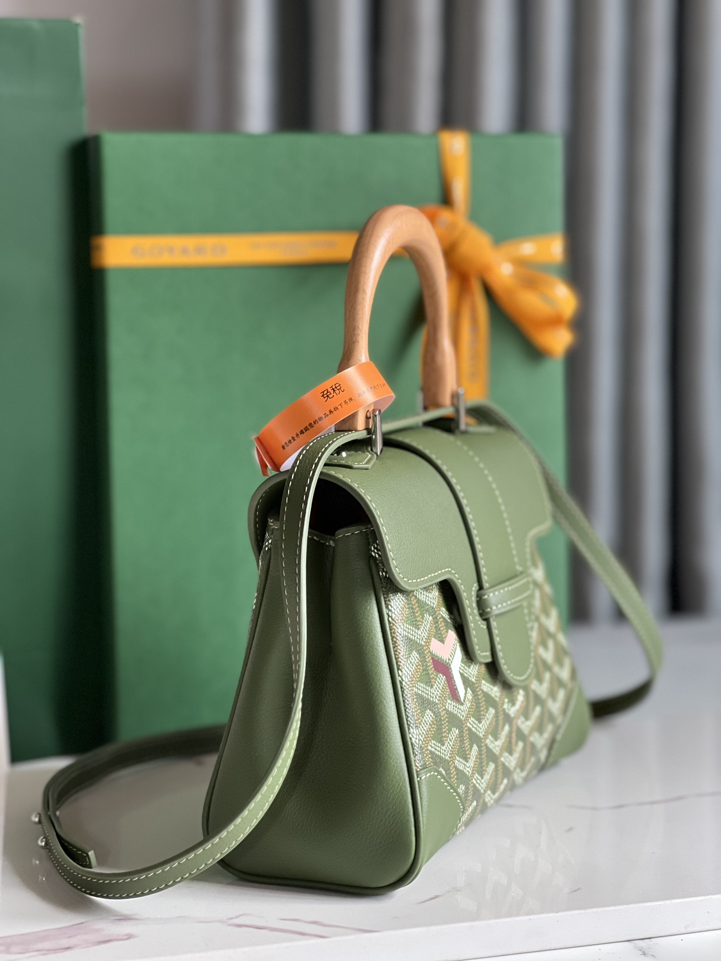 Goyard Women's Sac Saïgon Souple Mini BAG in Toile Goyardine & green