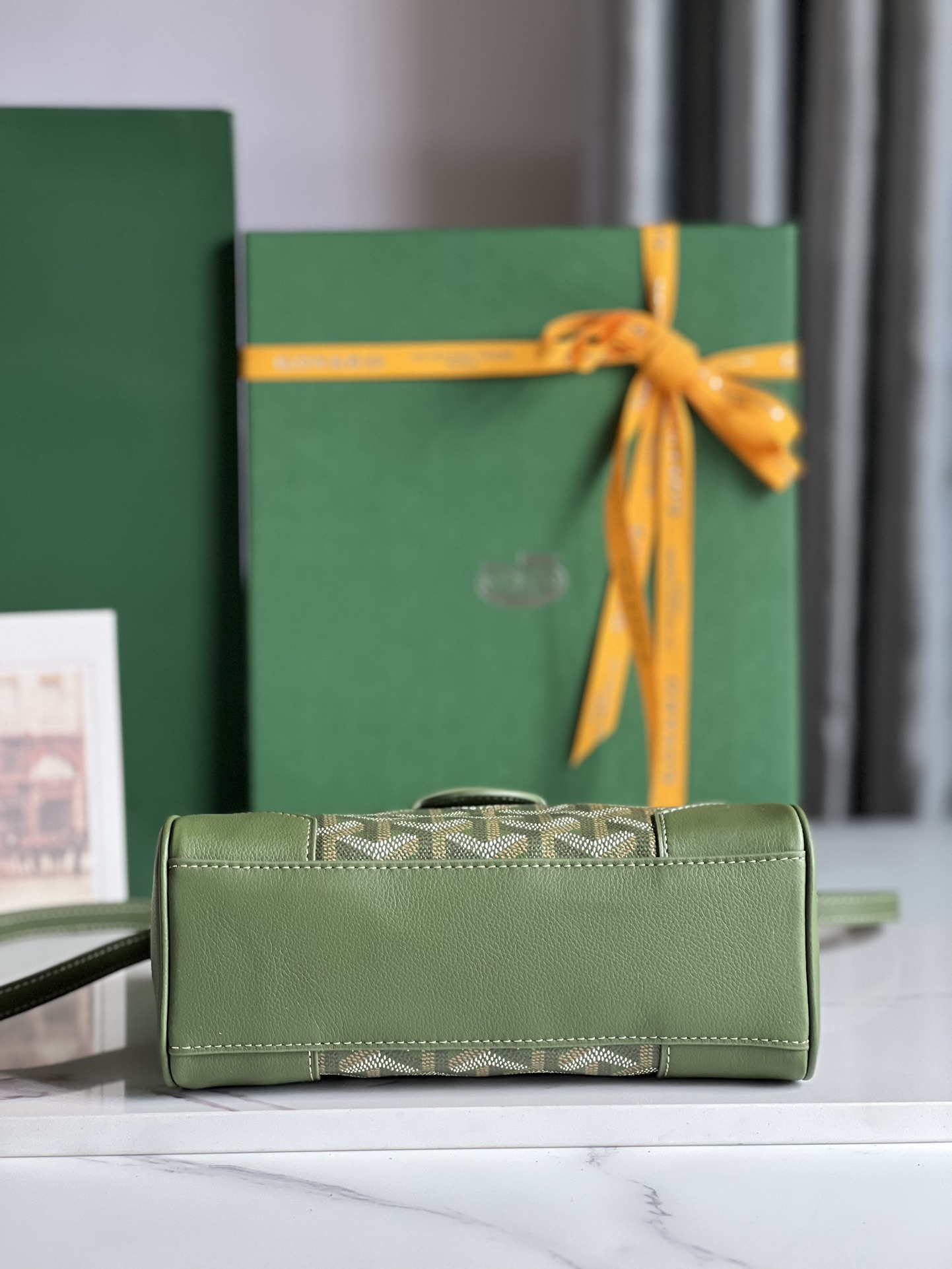 Goyard Women's Sac Saïgon Souple Mini BAG in Toile Goyardine & green