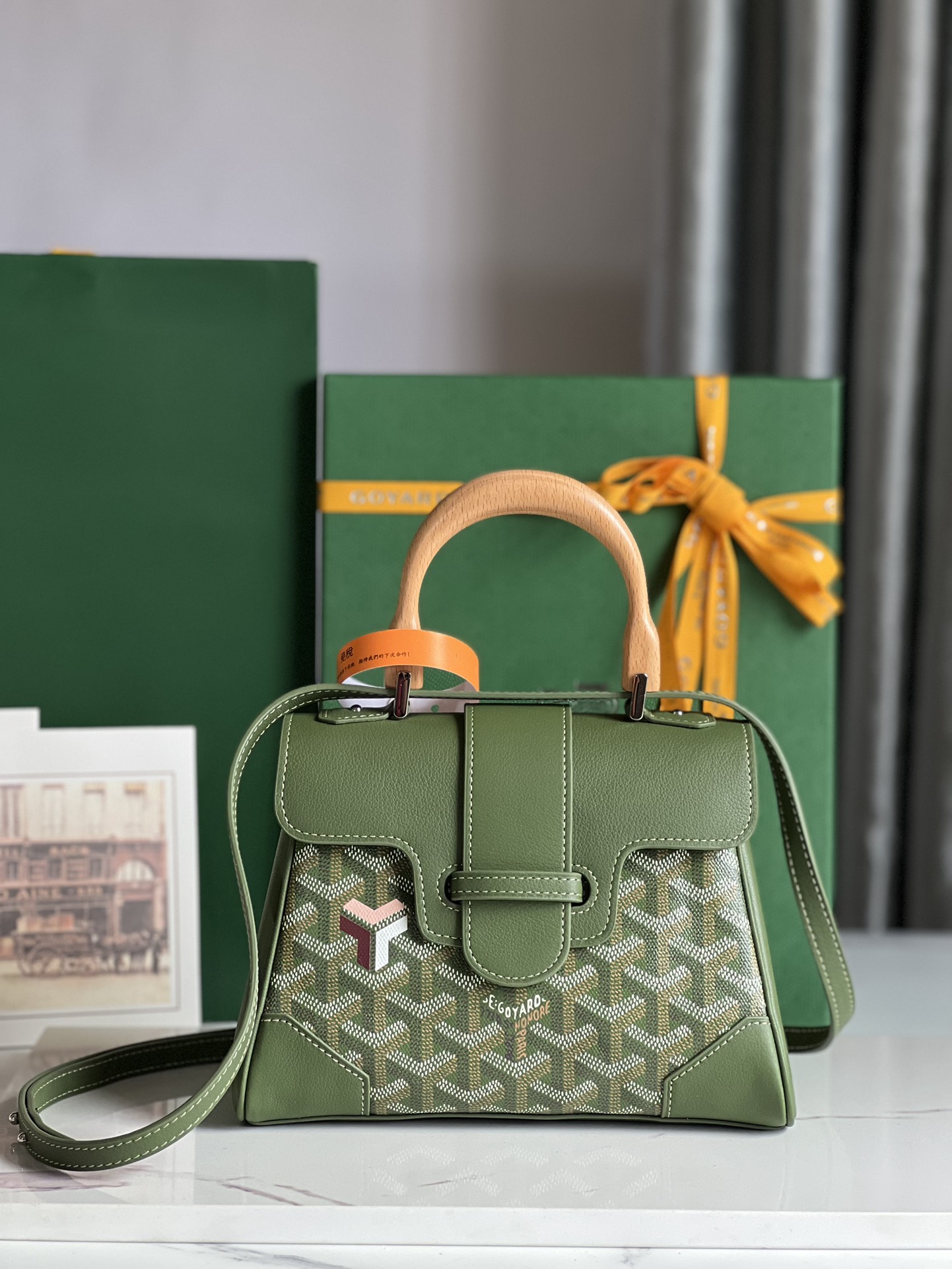 Goyard Women’s Sac Saïgon Souple Mini BAG in Toile Goyardine & green
