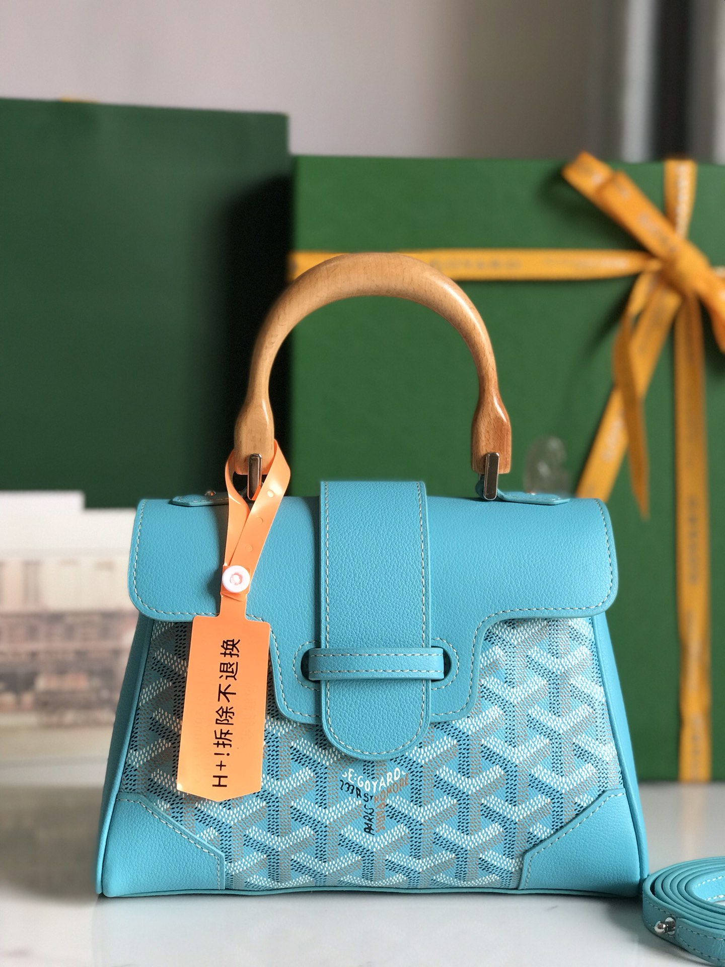Goyard Mini Saïgon Souple Top Handle Bag With Palladium Hardware in blue sky