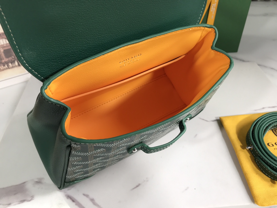 bag Goyard Women Sac Saïgon Souple Mini in Toile Goyardine & Chevroches Calfskin-Green