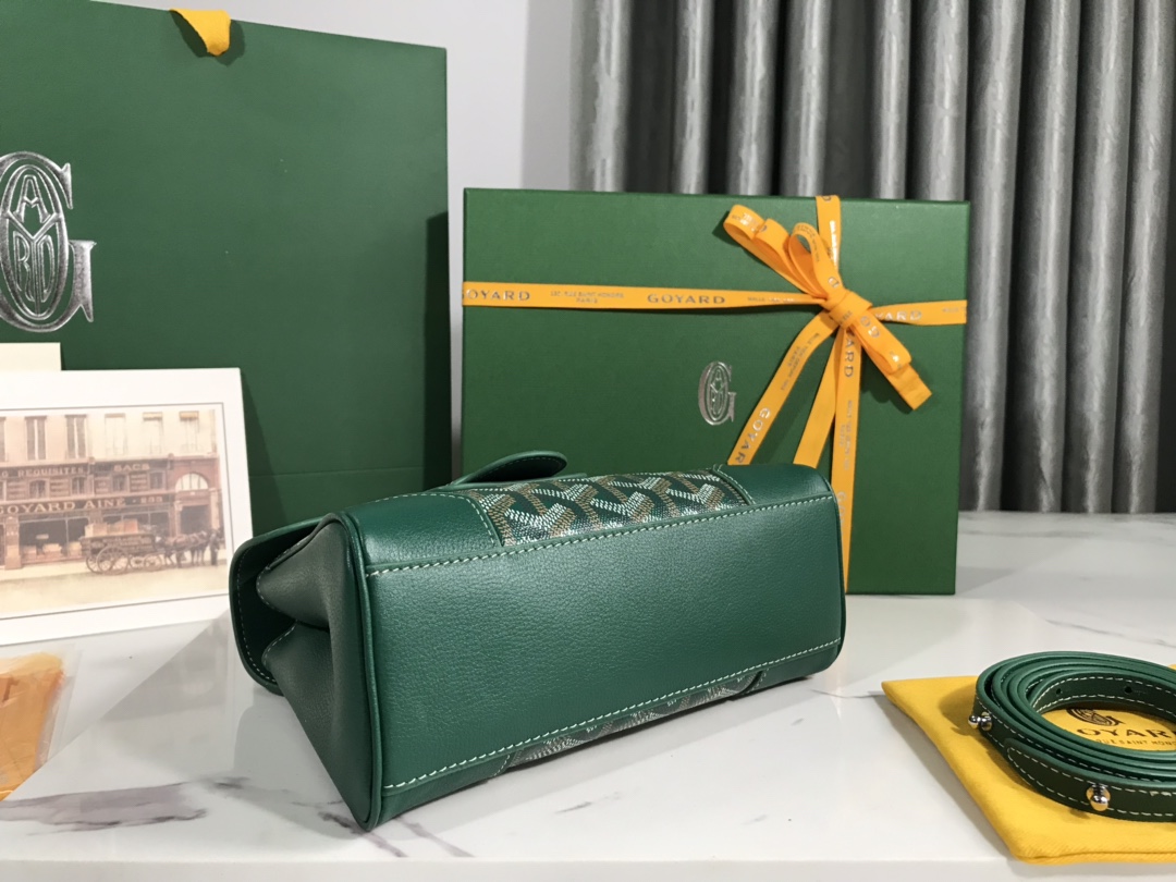 bag Goyard Women Sac Saïgon Souple Mini in Toile Goyardine & Chevroches Calfskin-Green