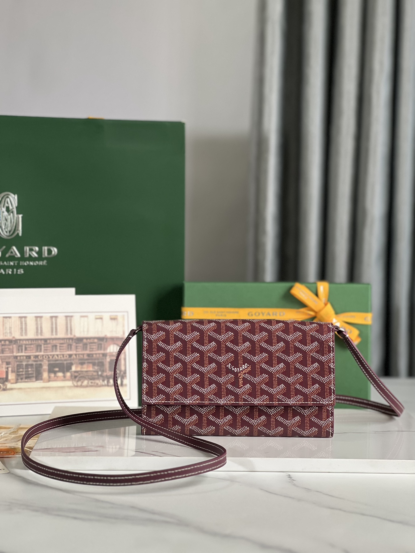GOYARD Goyardine Varenne Continental Wallet Burgundy