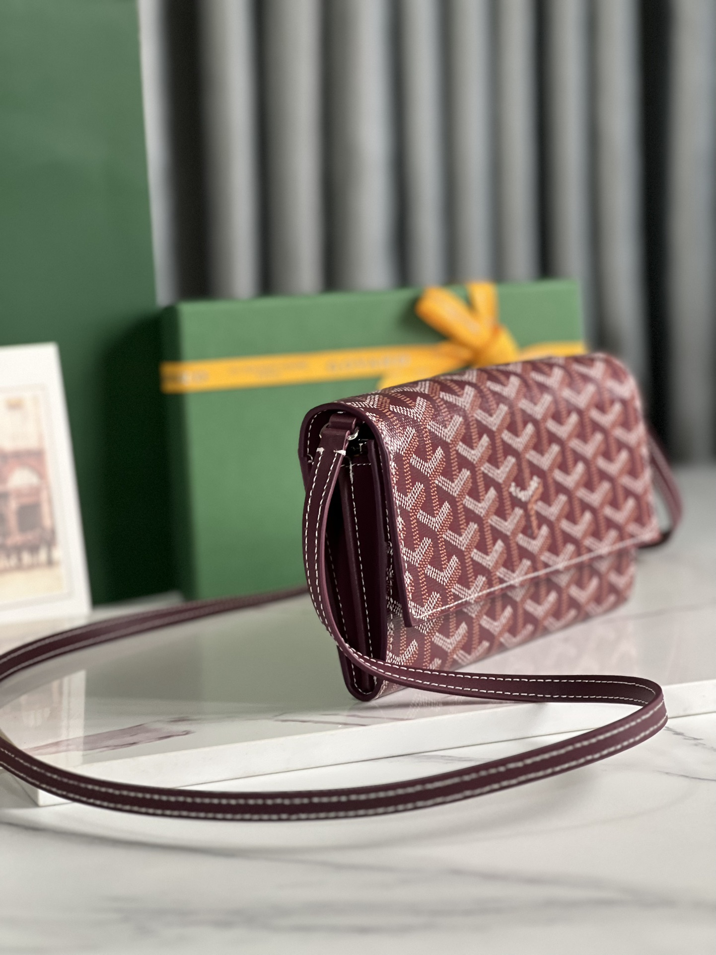 GOYARD Goyardine Varenne Continental Wallet Burgundy