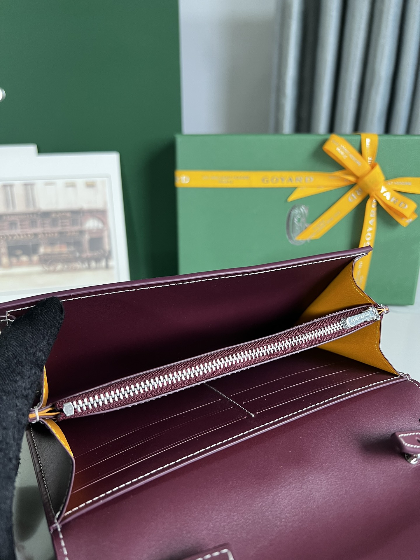 GOYARD Goyardine Varenne Continental Wallet Burgundy