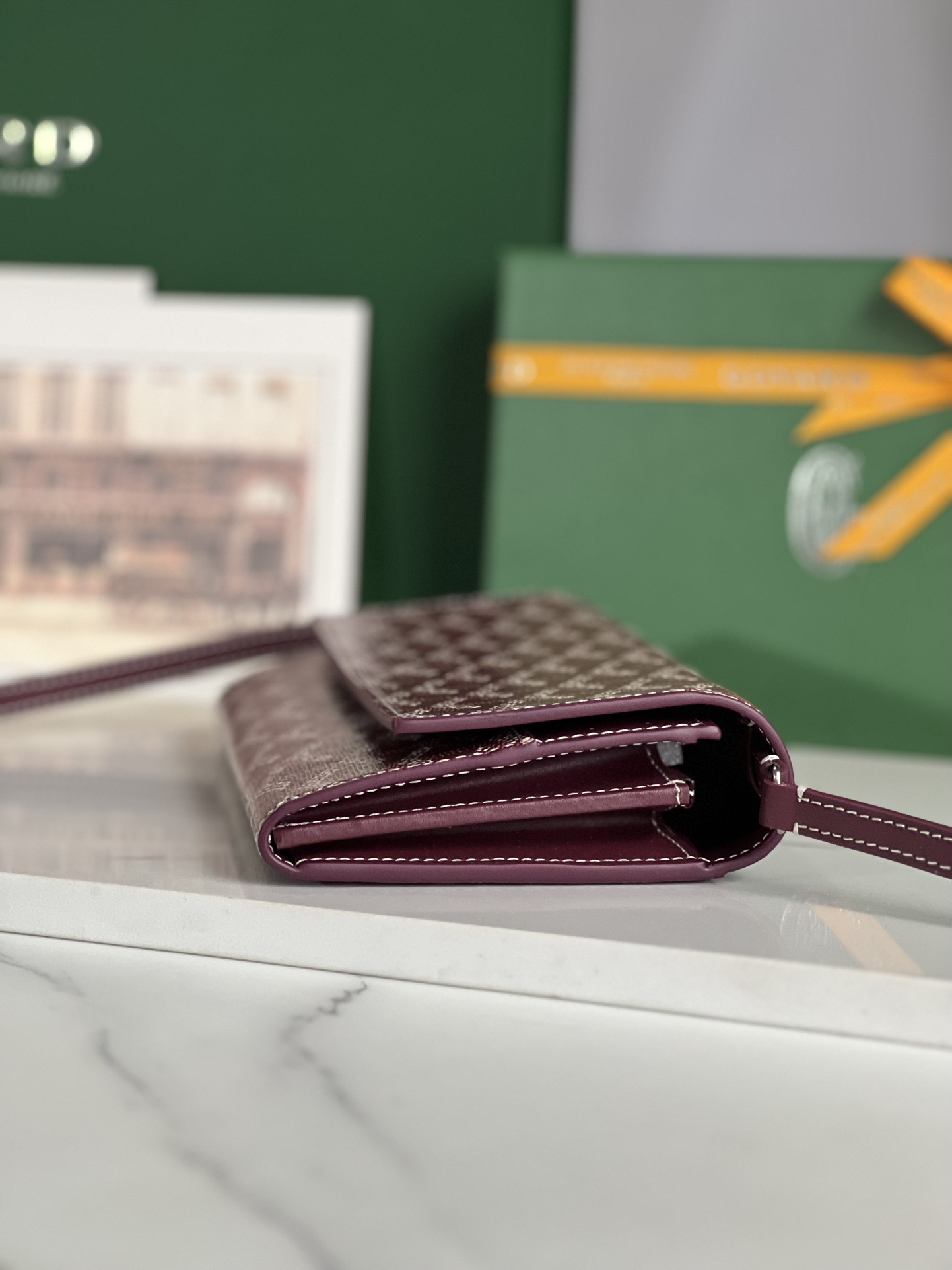 GOYARD Goyardine Varenne Continental Wallet Burgundy