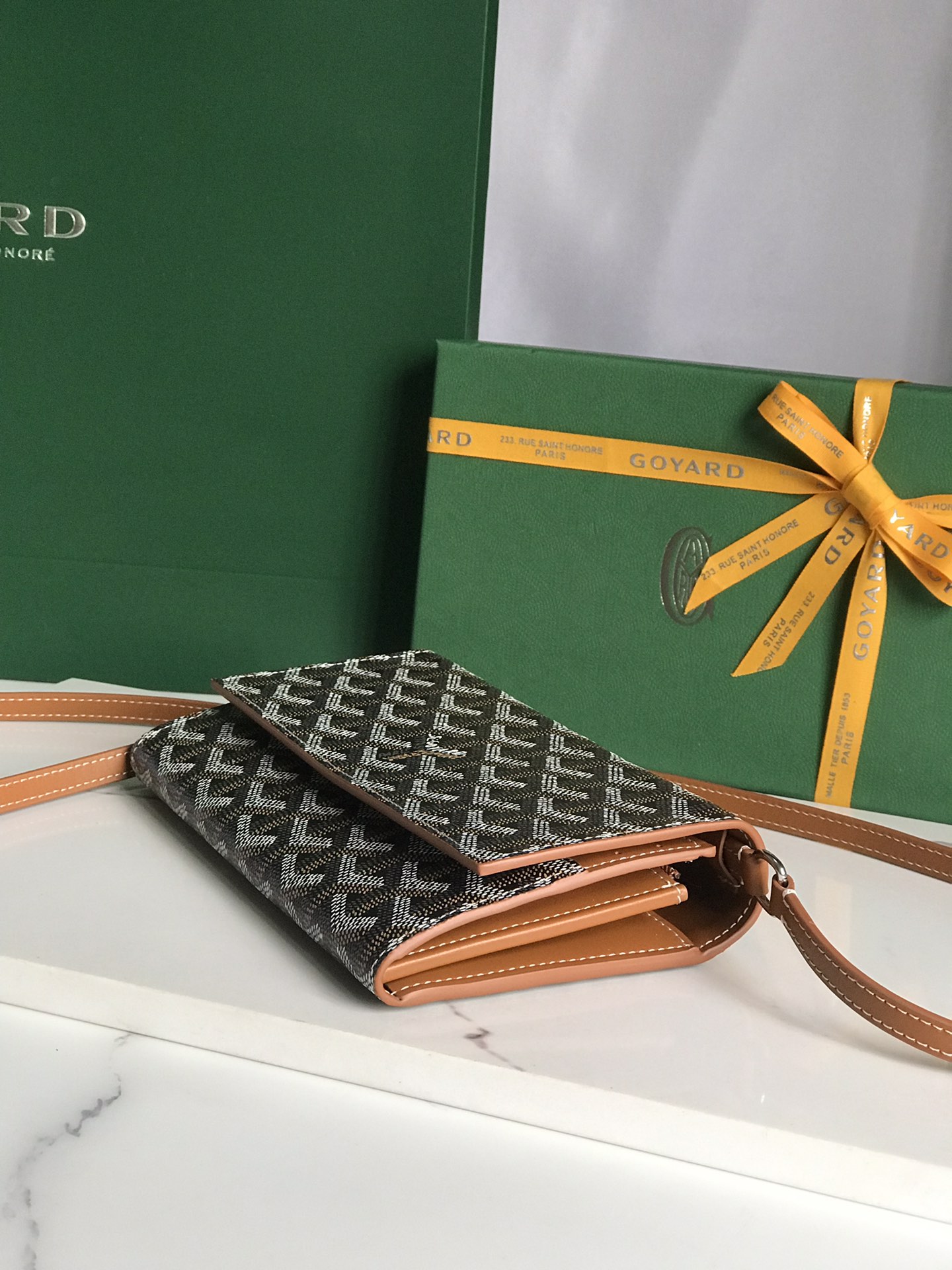 Goyard Black Goyardine Varene Continental Wallet with Strap Leather ref.939649