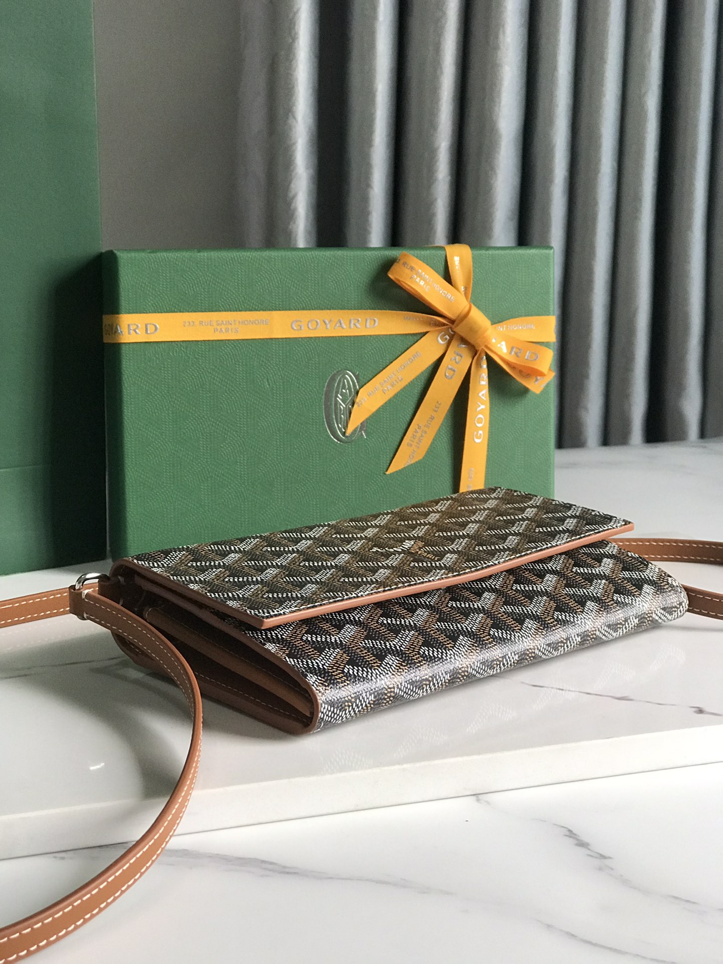 Goyard Black Goyardine Varene Continental Wallet with Strap Leather ref.939649