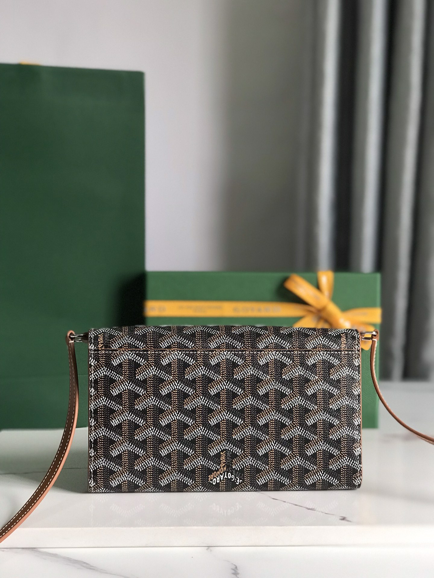 Goyard Black Goyardine Varene Continental Wallet with Strap Leather ref.939649